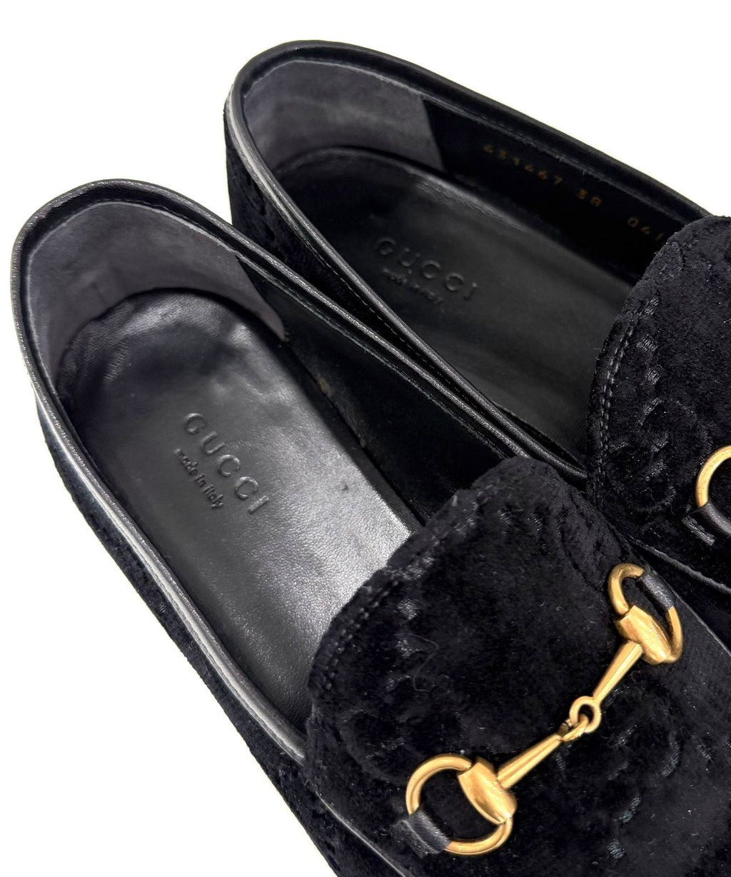 GUCCI GG MONOGRAM HORSEBIT JORDAAN VELVET LOAFERS