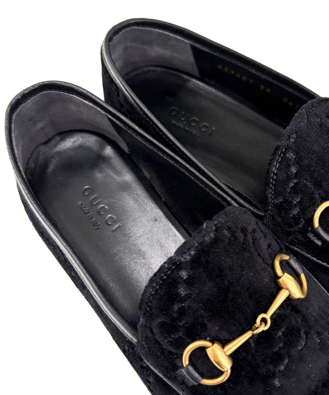 GUCCI GG MONOGRAM HORSEBIT JORDAAN VELVET LOAFERS