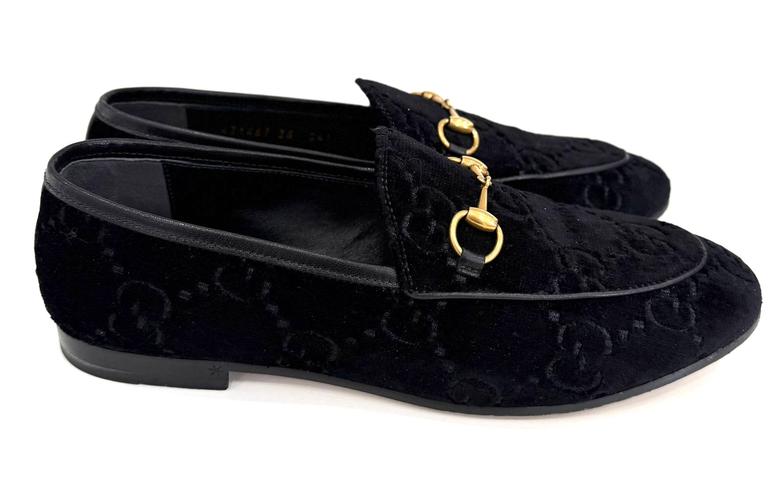 GUCCI GG MONOGRAM HORSEBIT JORDAAN VELVET LOAFERS