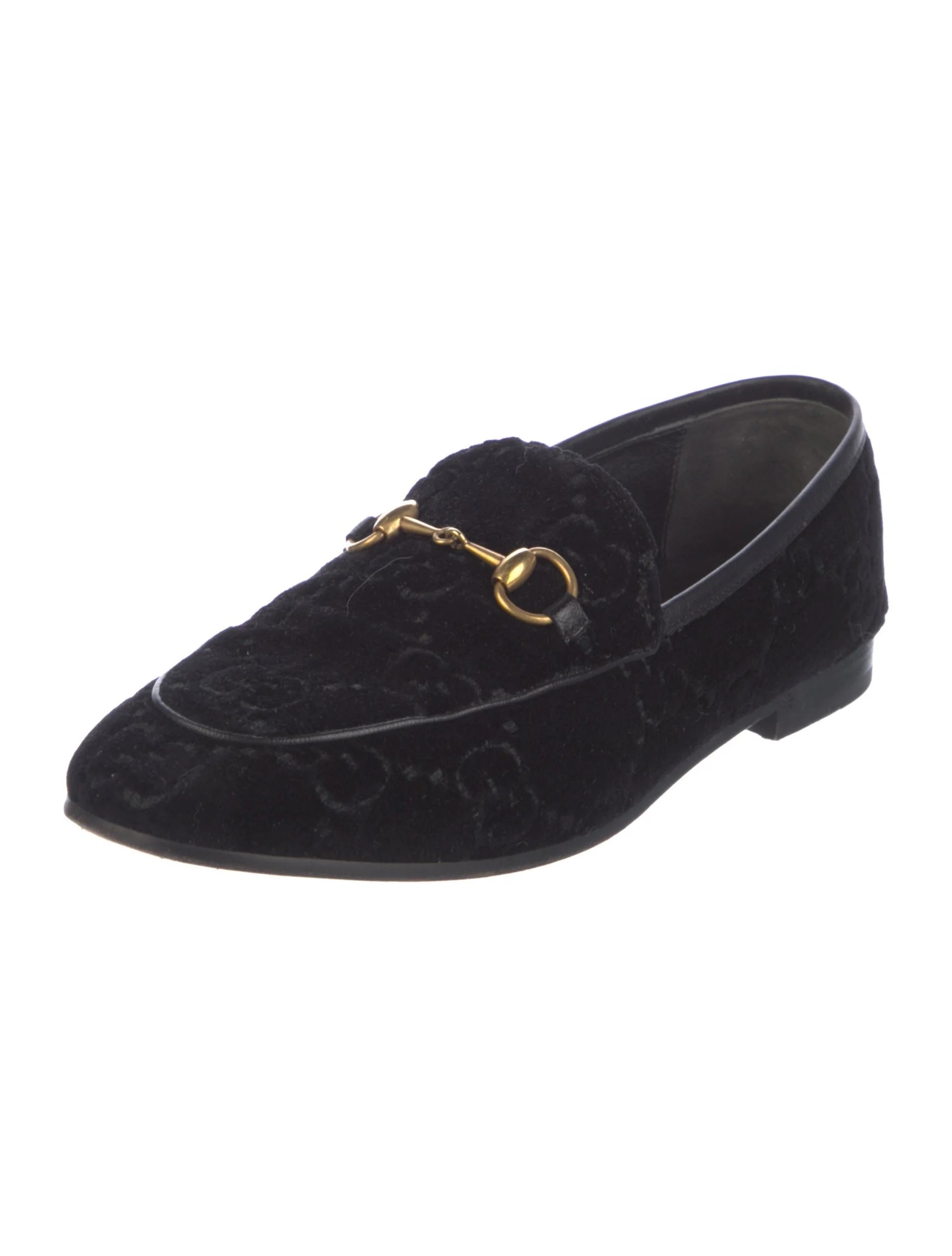 GUCCI GG MONOGRAM HORSEBIT JORDAAN VELVET LOAFERS