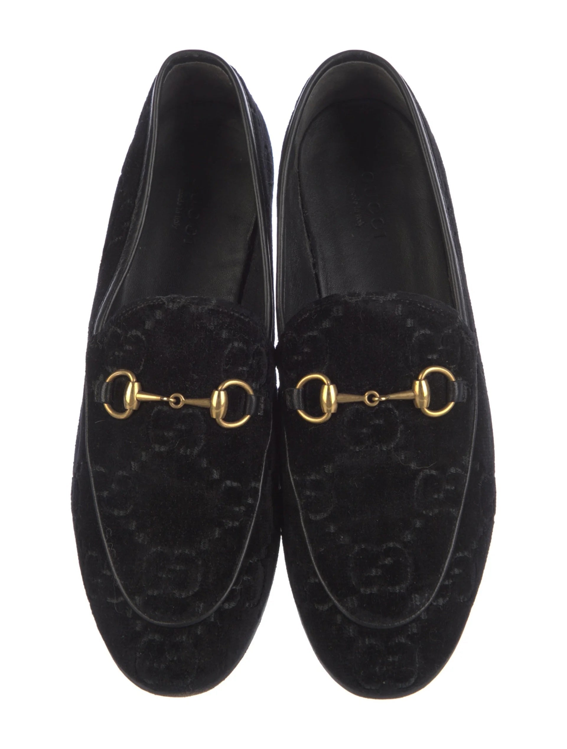 GUCCI GG MONOGRAM HORSEBIT JORDAAN VELVET LOAFERS