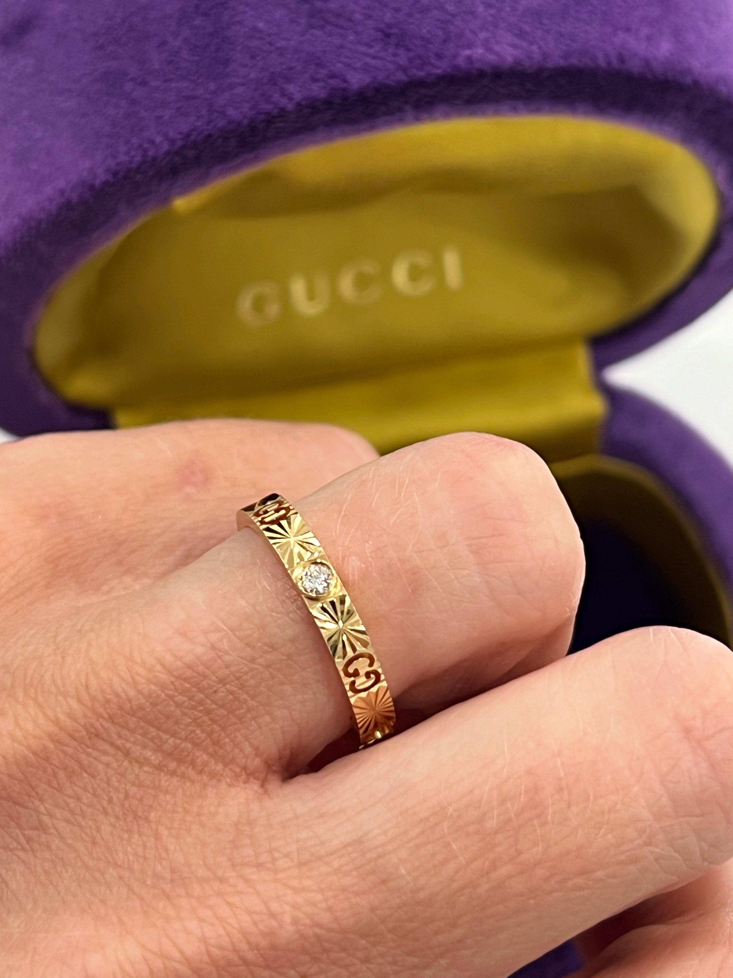 GUCCI ICON 18K GOLD DIAMOND HEART RING