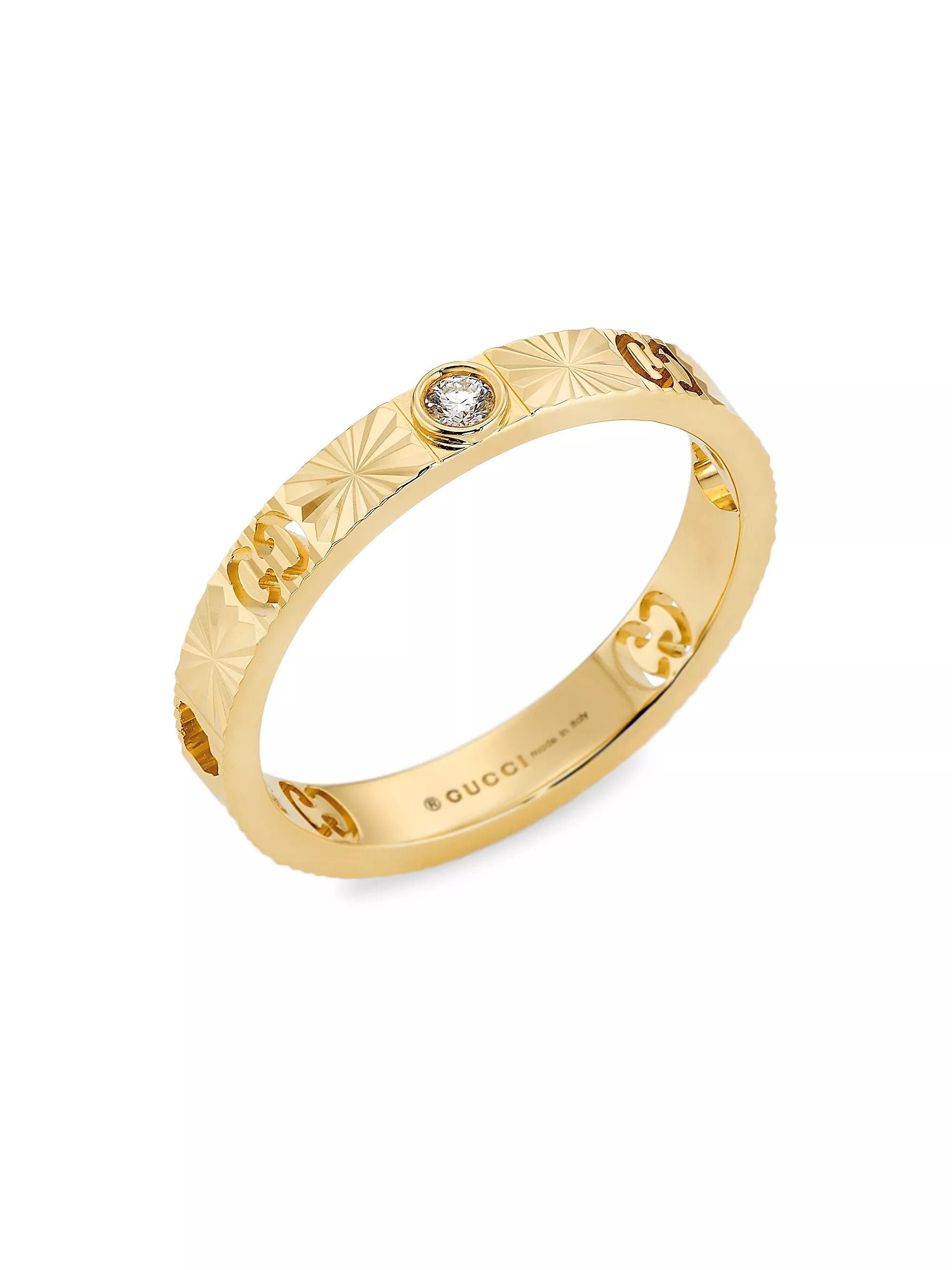 GUCCI ICON 18K GOLD DIAMOND HEART RING