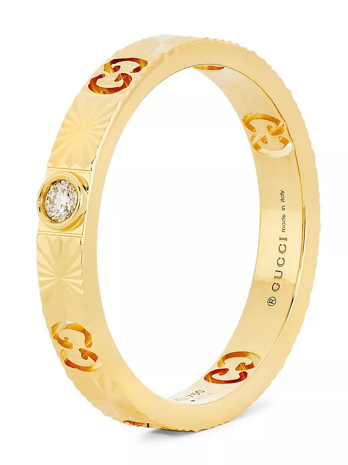 GUCCI ICON 18K GOLD DIAMOND HEART RING