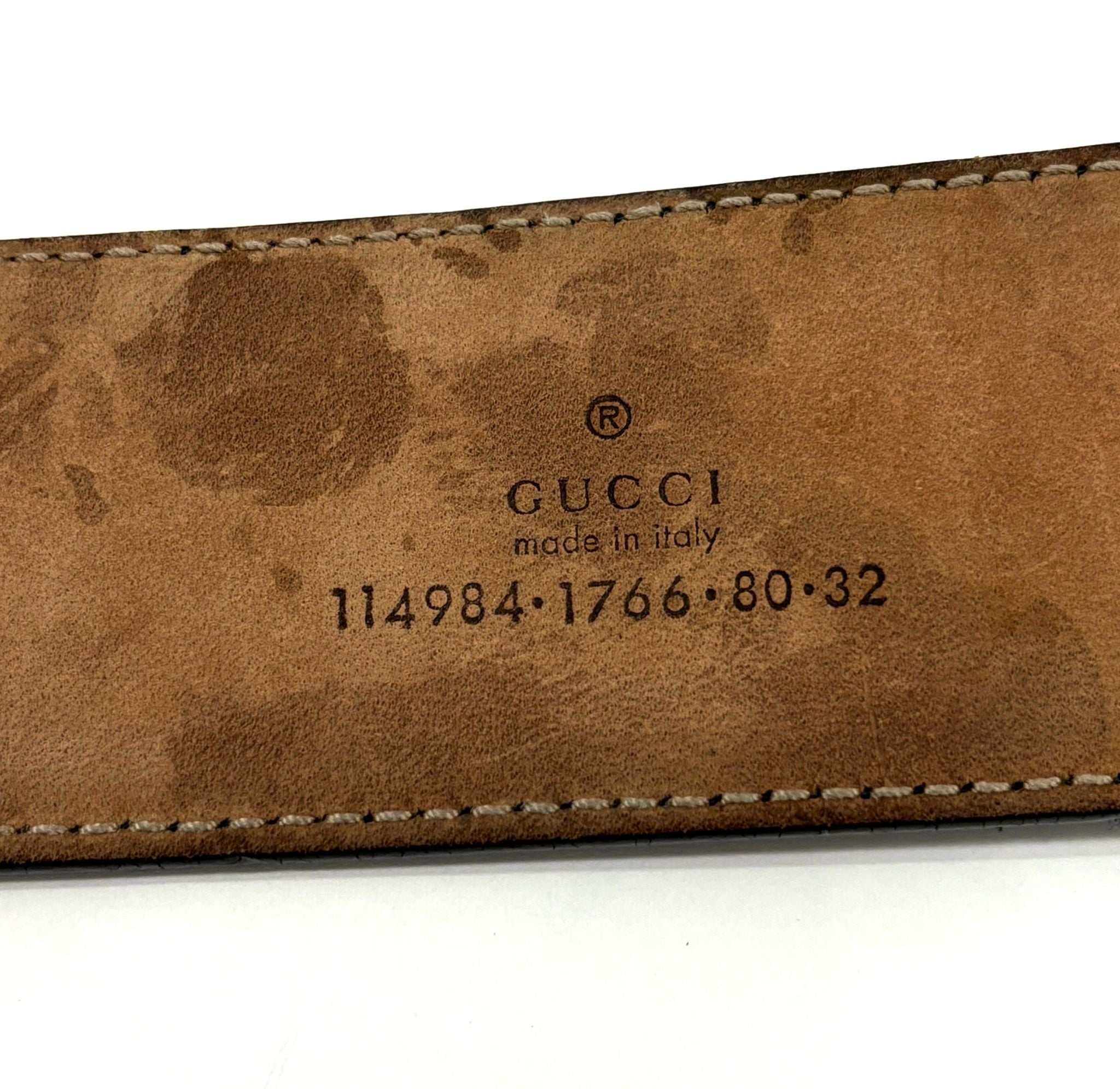 GUCCI INTERLOCKING G WEB ACCENT LEATHER BELT