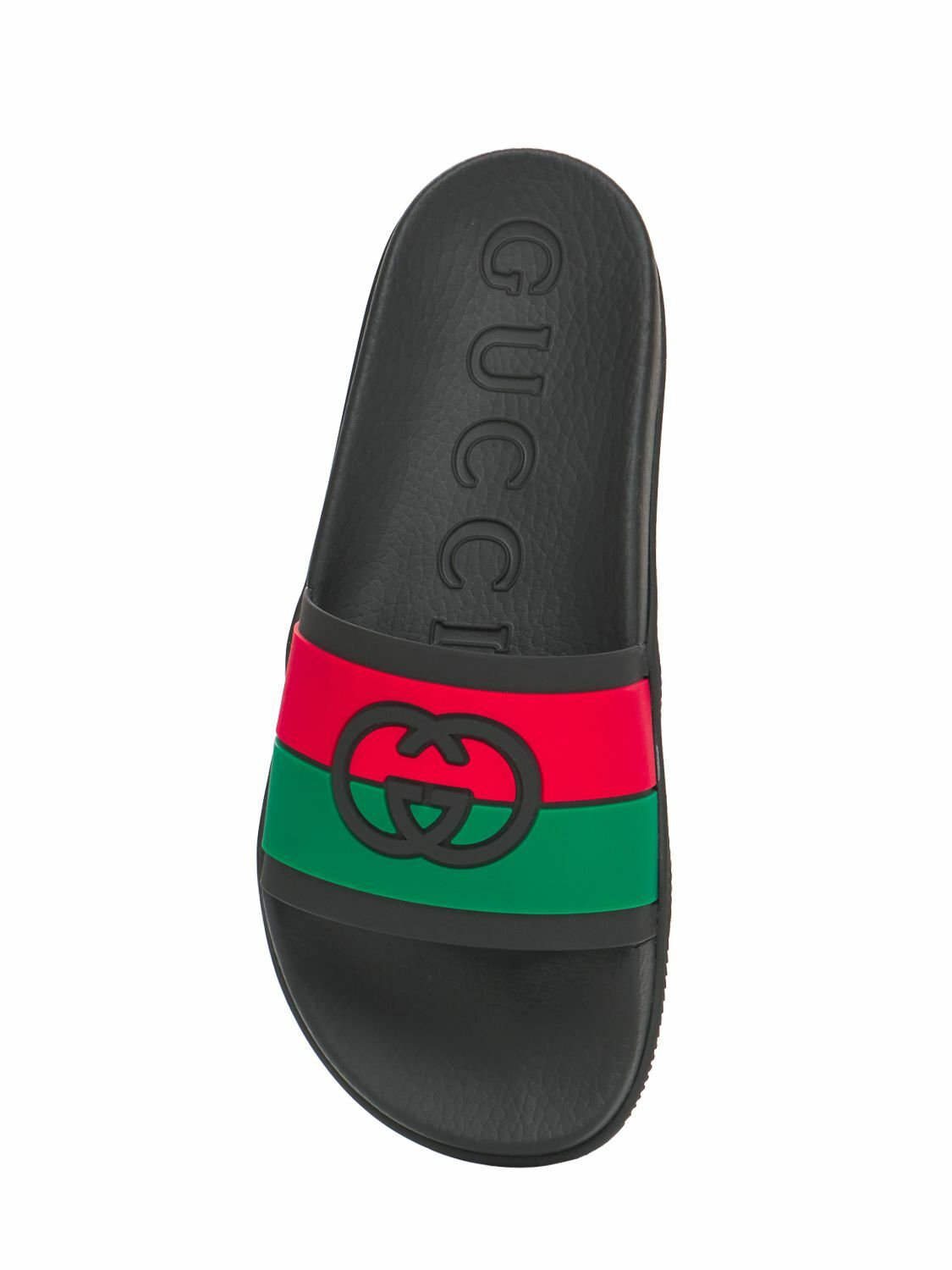 GUCCI INTERLOCKING G WEB STRIPE SLIDES