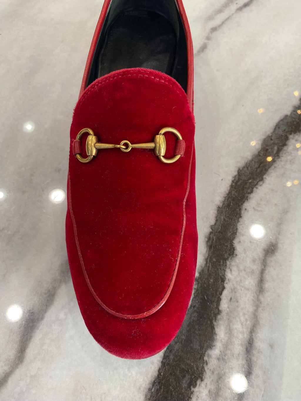 GUCCI JORDAAN HORSEBIT VELVET LOAFERS
