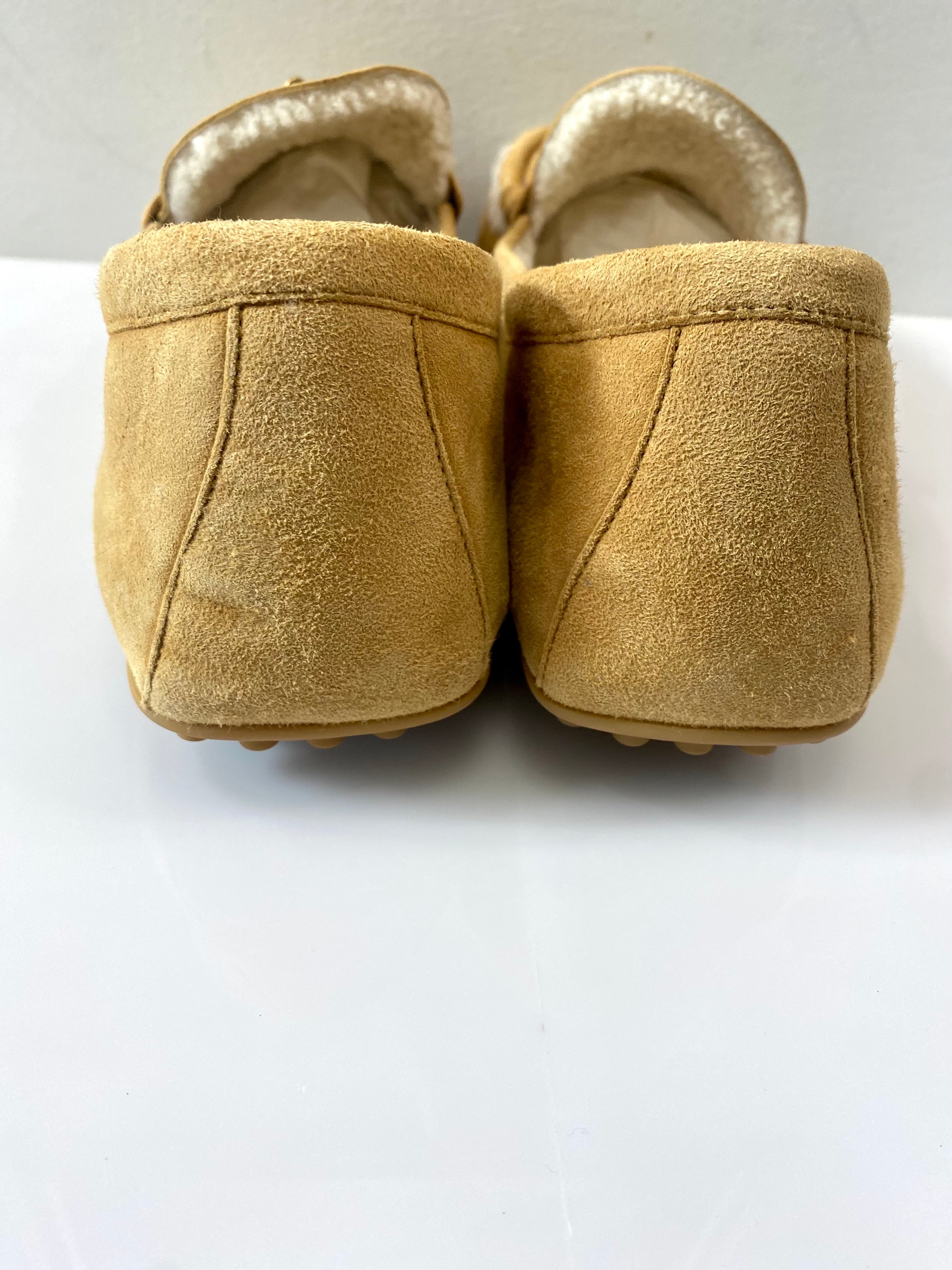 GUCCI HORSEBIT WEB SHEARLING DRIVER LOAFERS