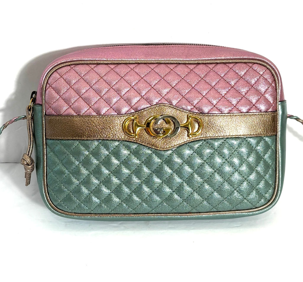 GUCCI LAMINATED NAPPA LEATHER TRAPUNTATA ZUMI SHOULDER BAG