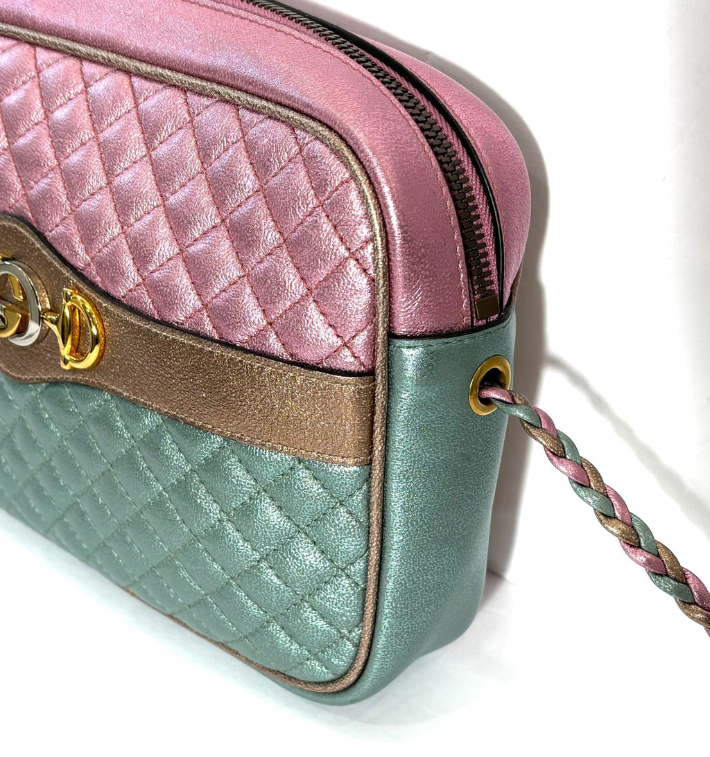GUCCI LAMINATED NAPPA LEATHER TRAPUNTATA ZUMI SHOULDER BAG