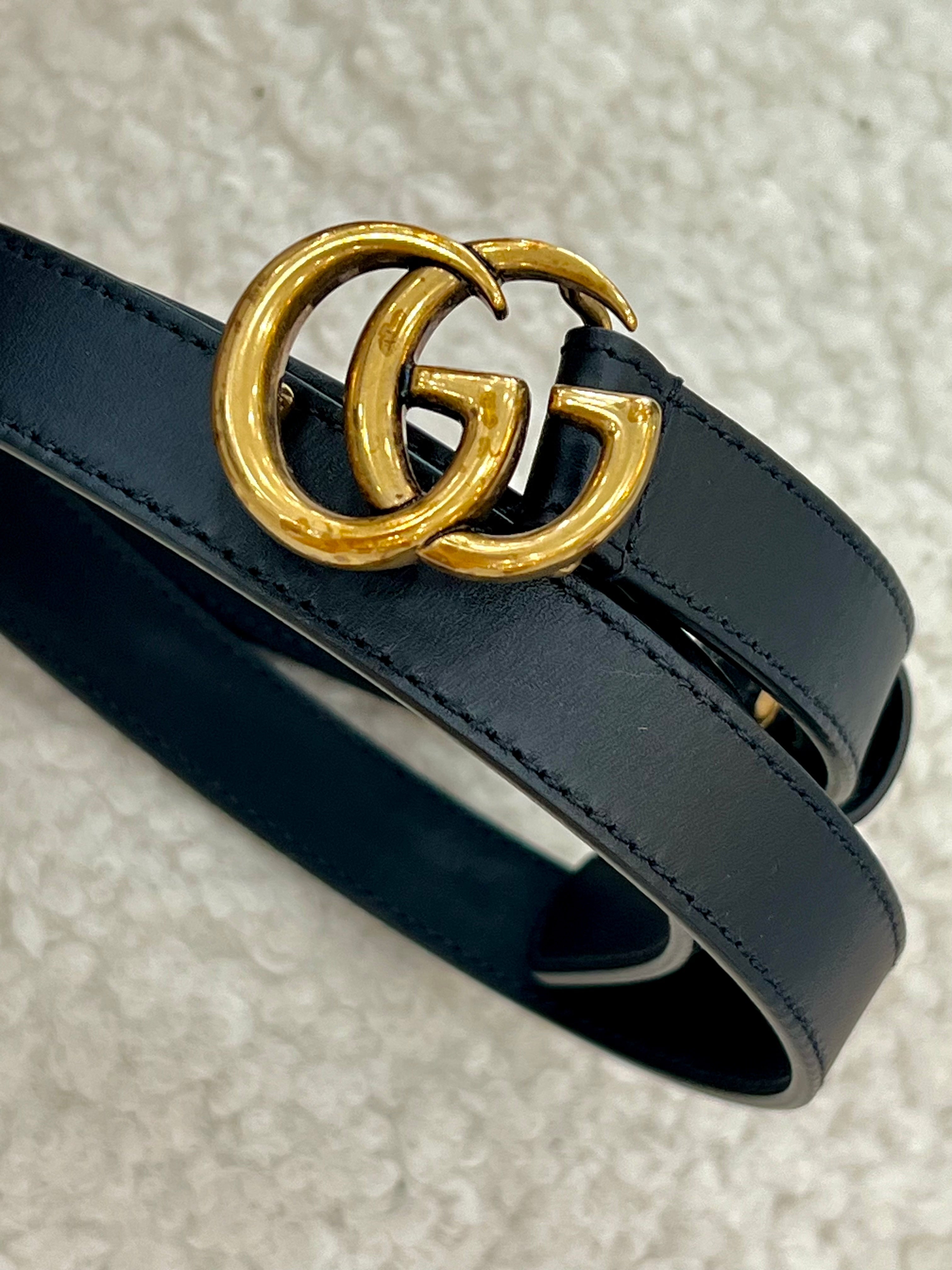 GUCCI GG MARMONT SLIM CALFSKIN LEATHER BELT