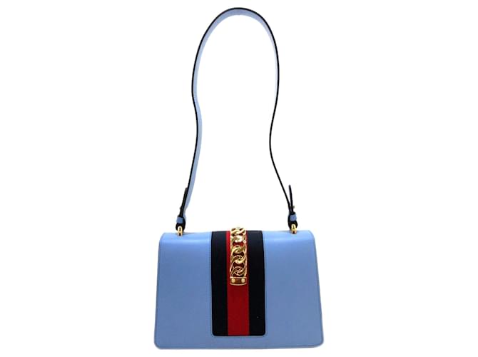 GUCCI LEATHER WEB MEDIUM SYLVIE SHOULDER BAG