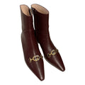 GUCCI ZUMMI CALFSKIN LEATHER KITTEN HEEL ANKLE BOOTS