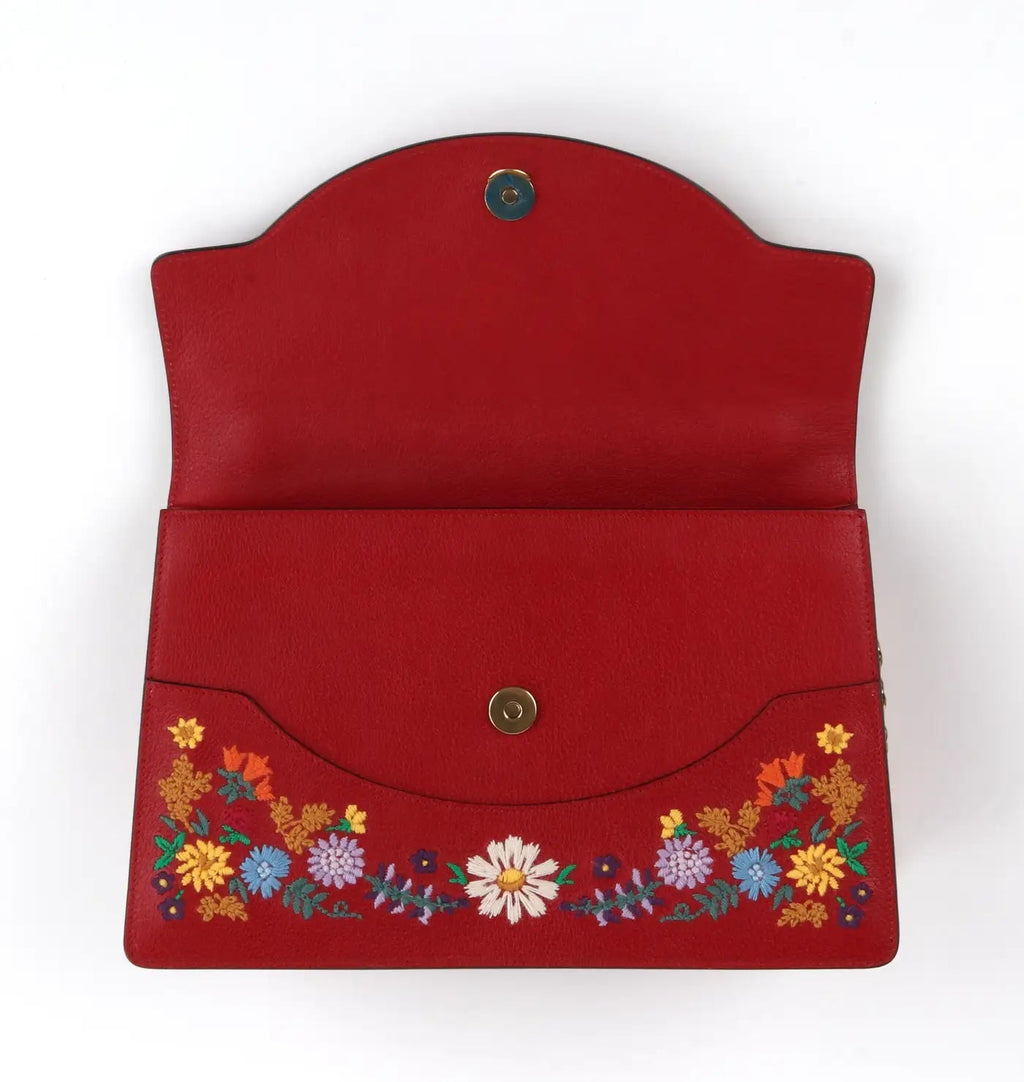 GUCCI LINEA RICAMI FLORAL EMBROIDERED LARGE SHOULDER BAG