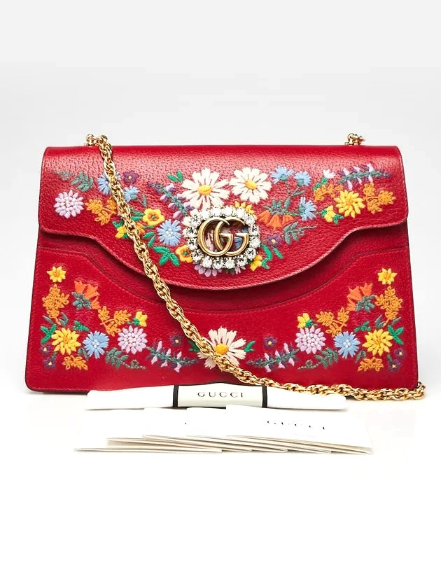 GUCCI LINEA RICAMI FLORAL EMBROIDERED LARGE SHOULDER BAG