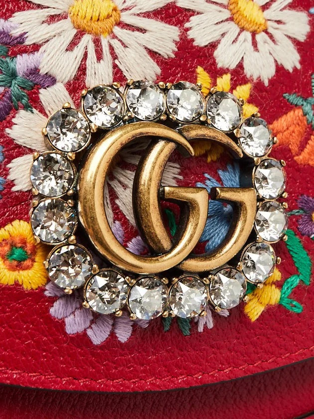 GUCCI LINEA RICAMI FLORAL EMBROIDERED LARGE SHOULDER BAG