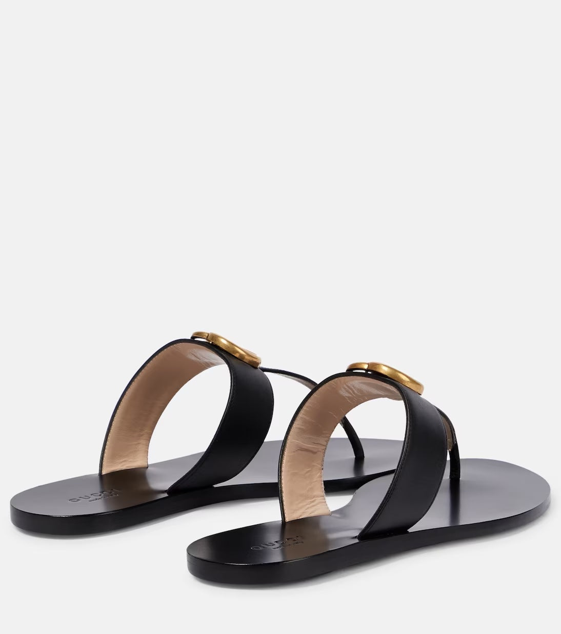 GUCCI GG MARMONT CALFSKIN LEATHER THONG SLIDES