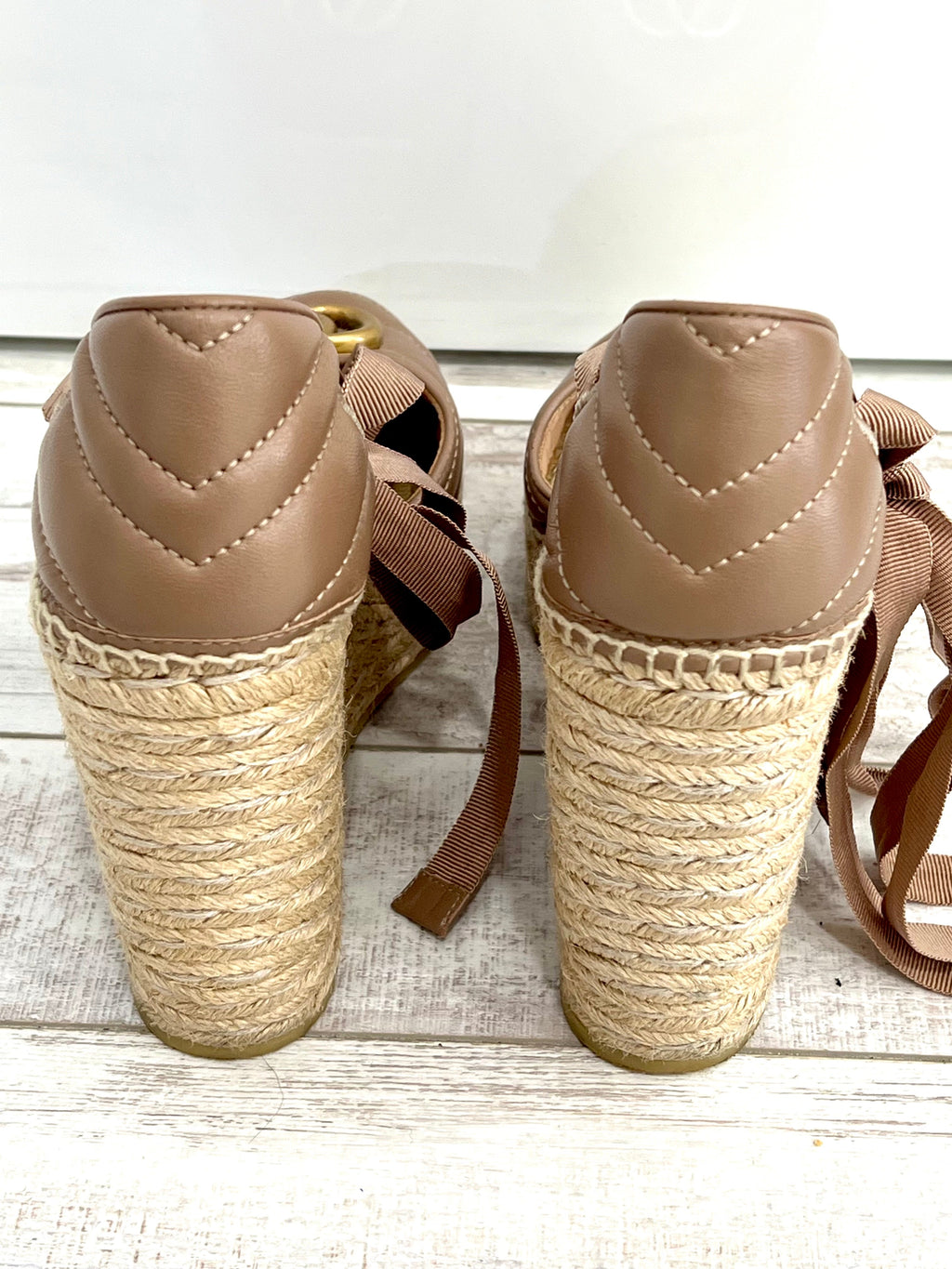 GUCCI MATELASSE LEATHER PLATFORM ESPADRILLES