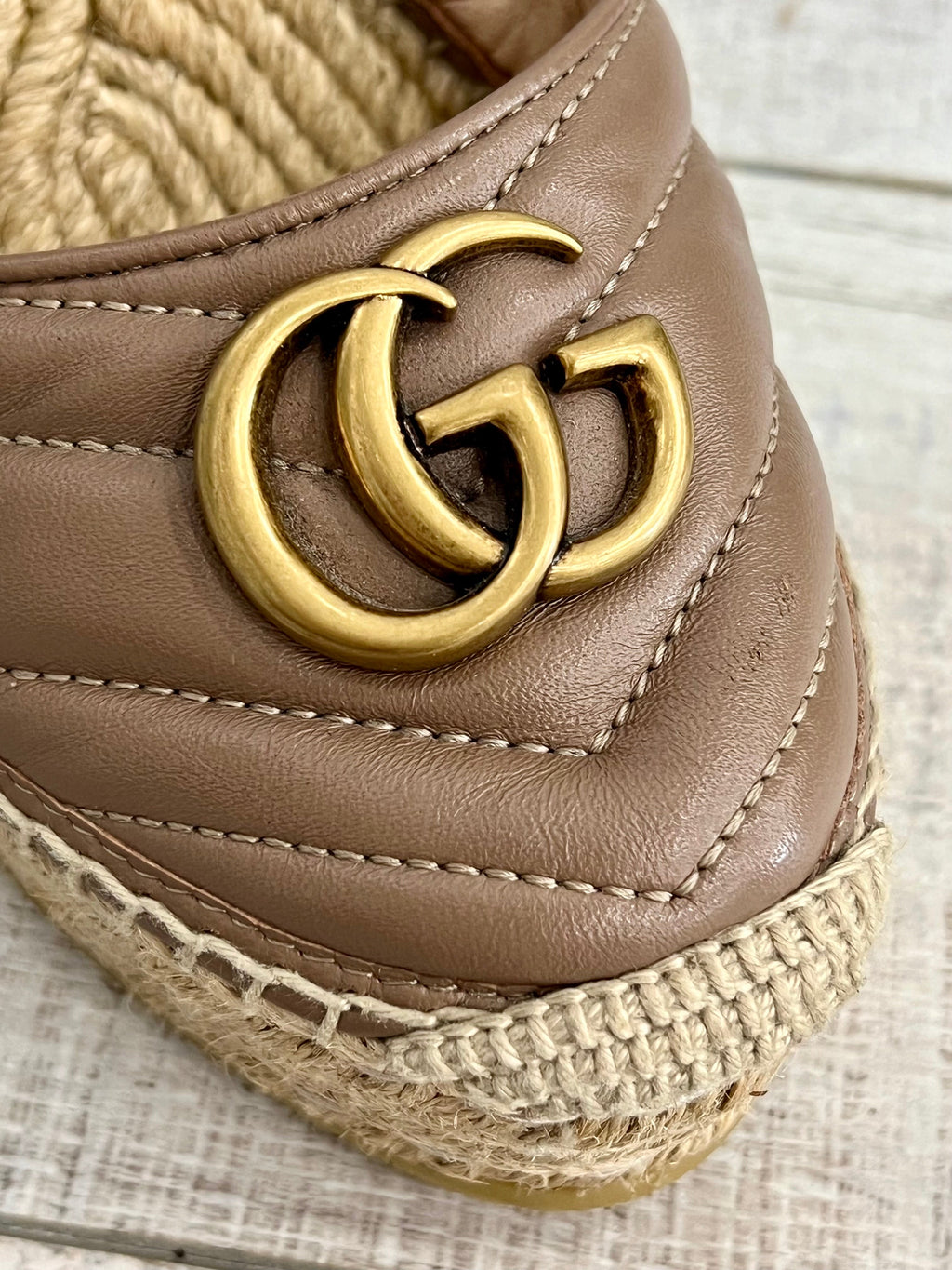 GUCCI MATELASSE LEATHER PLATFORM ESPADRILLES