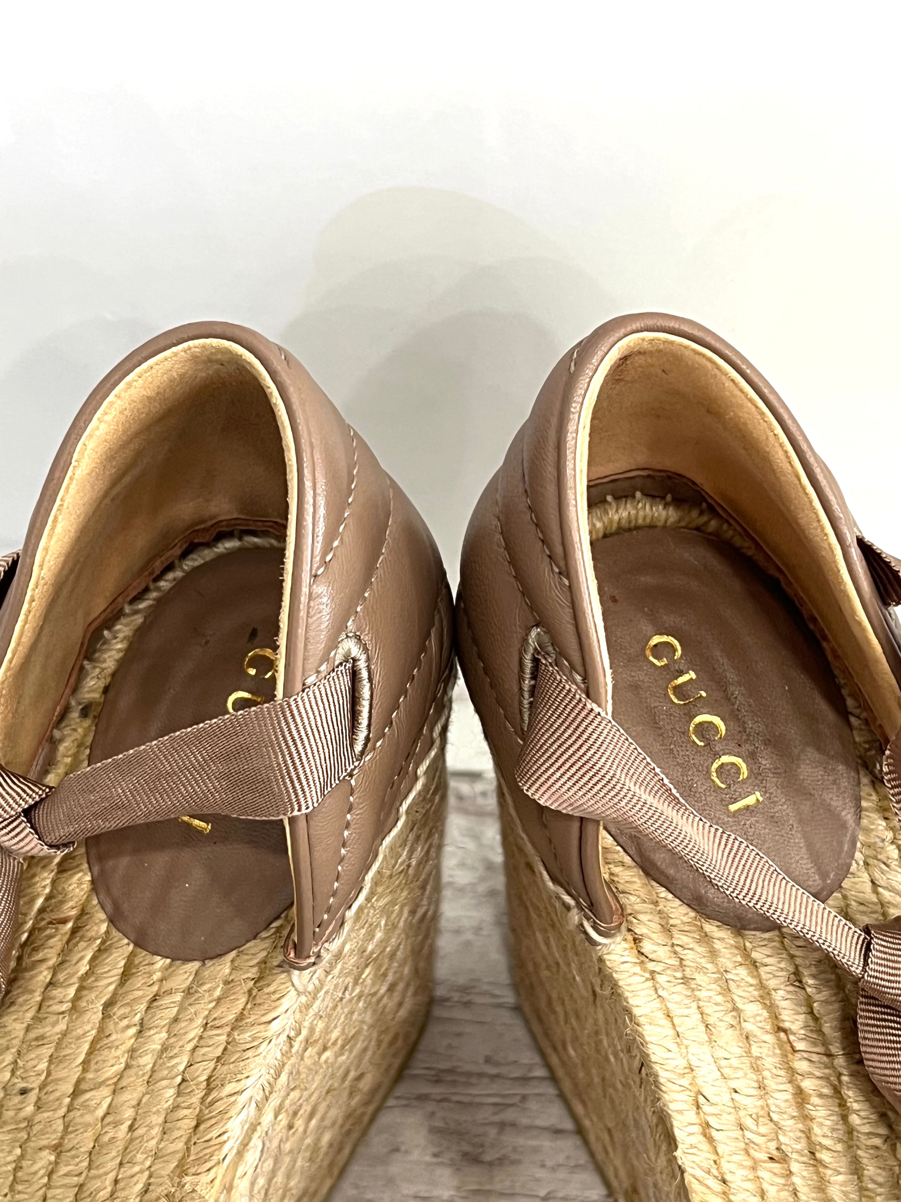GUCCI MATELASSE LEATHER PLATFORM ESPADRILLES