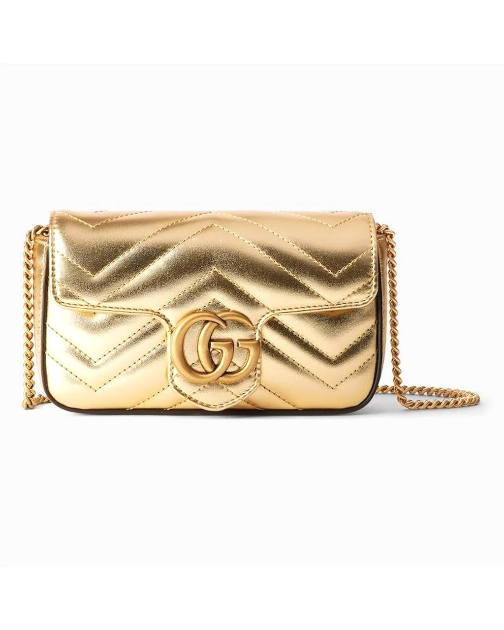 GUCCI METALLIC CALFSKIN GG MARMONT SUPER MINI CROSSBODY BAG