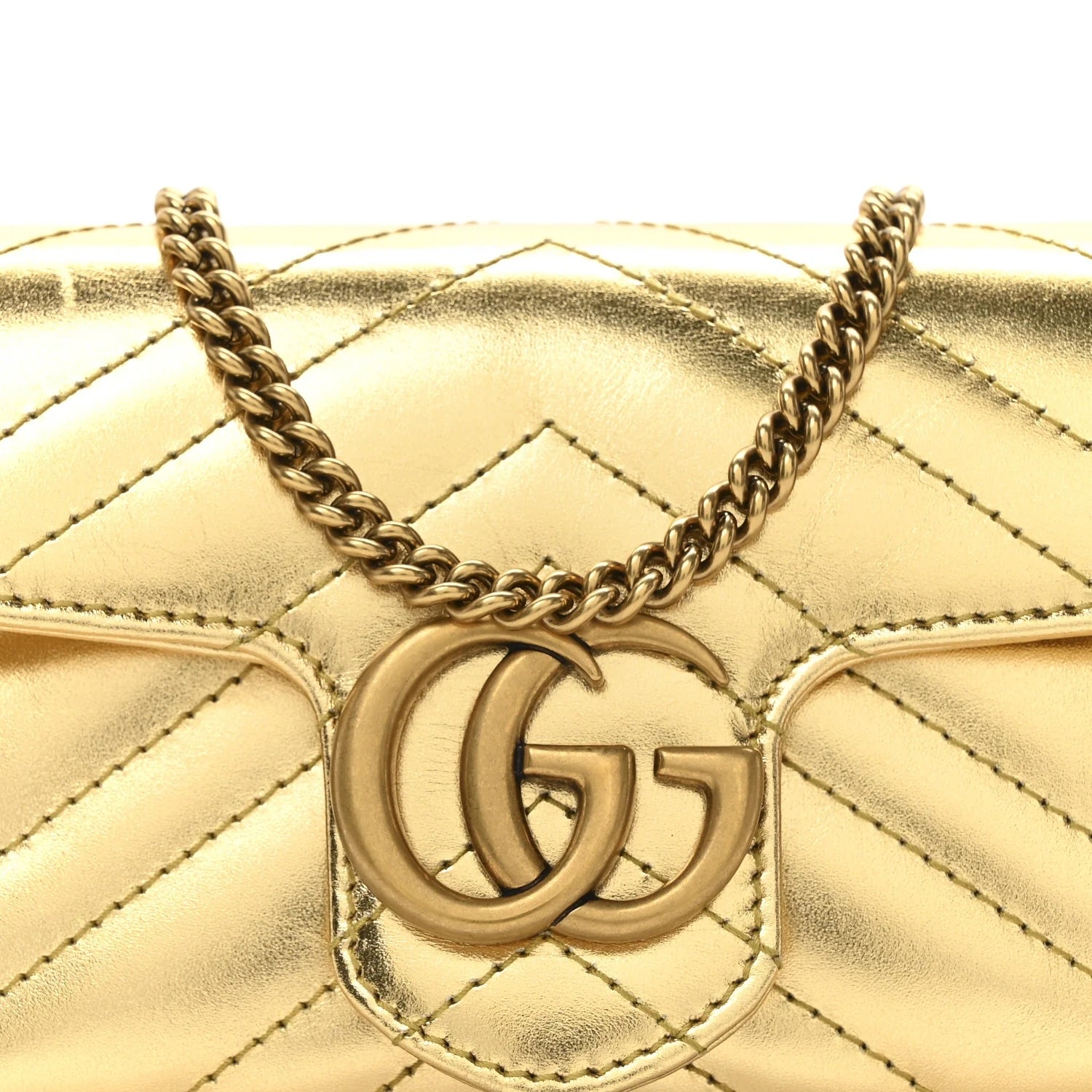 GUCCI METALLIC CALFSKIN GG MARMONT SUPER MINI CROSSBODY BAG