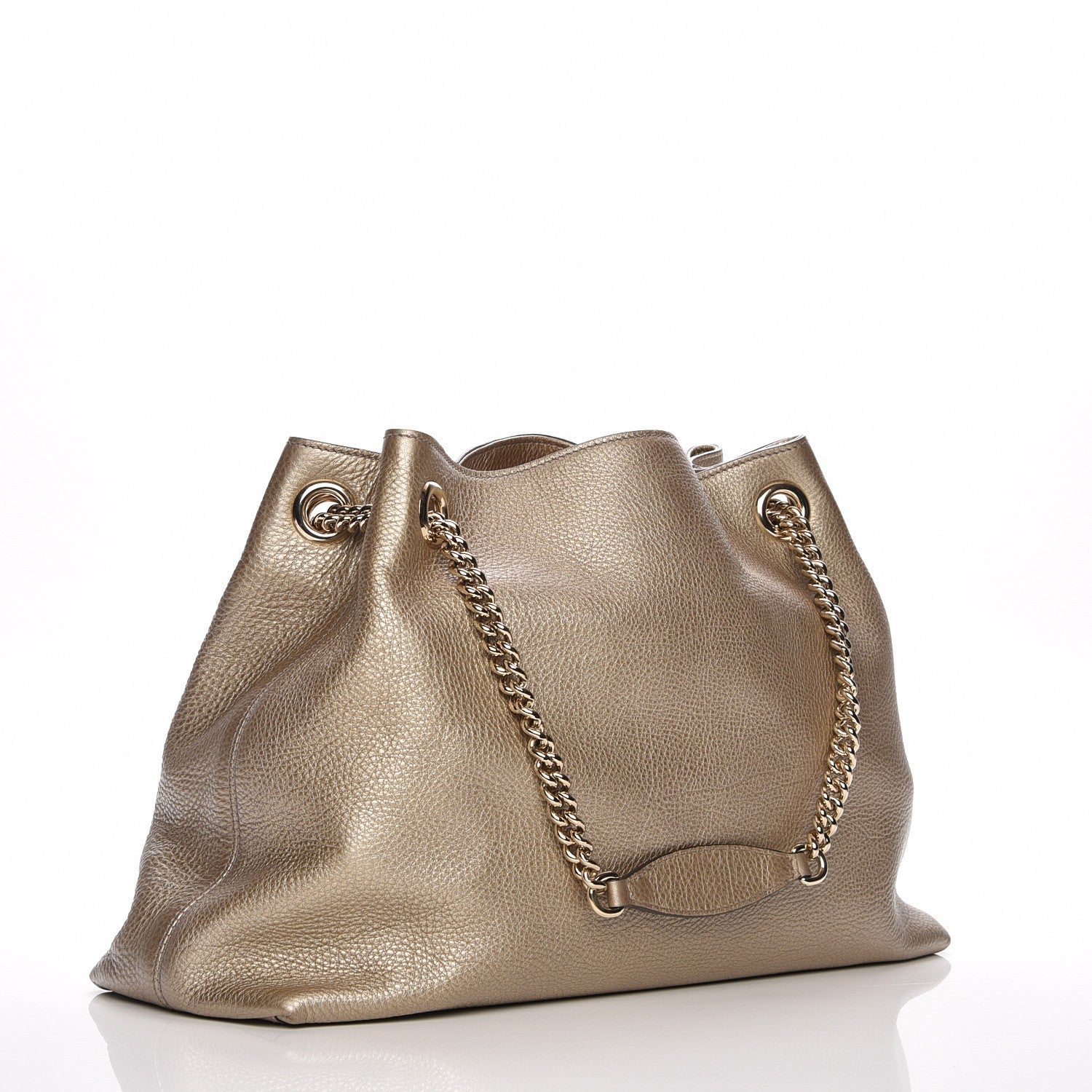 GUCCI METALLIC CALFSKIN MEDIUM SOHO CHAIN SHOULDER BAG