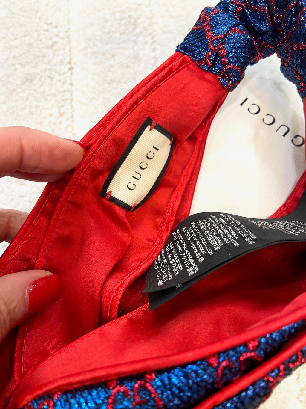 GUCCI METALLIC LUREX SILK GG SUPREME HEADBAND