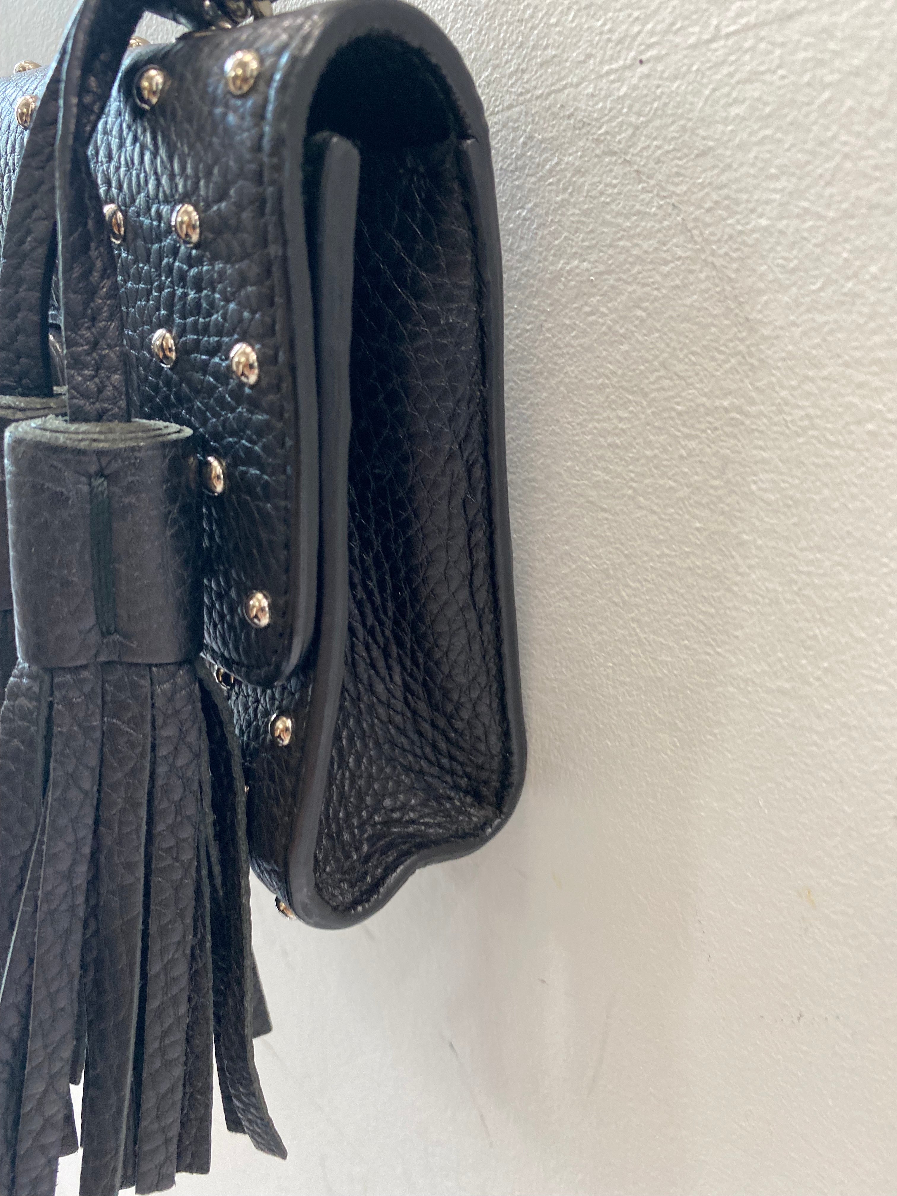 GUCCI MISS BAMBOO STUDDED LEATHER SHOULDER BAG