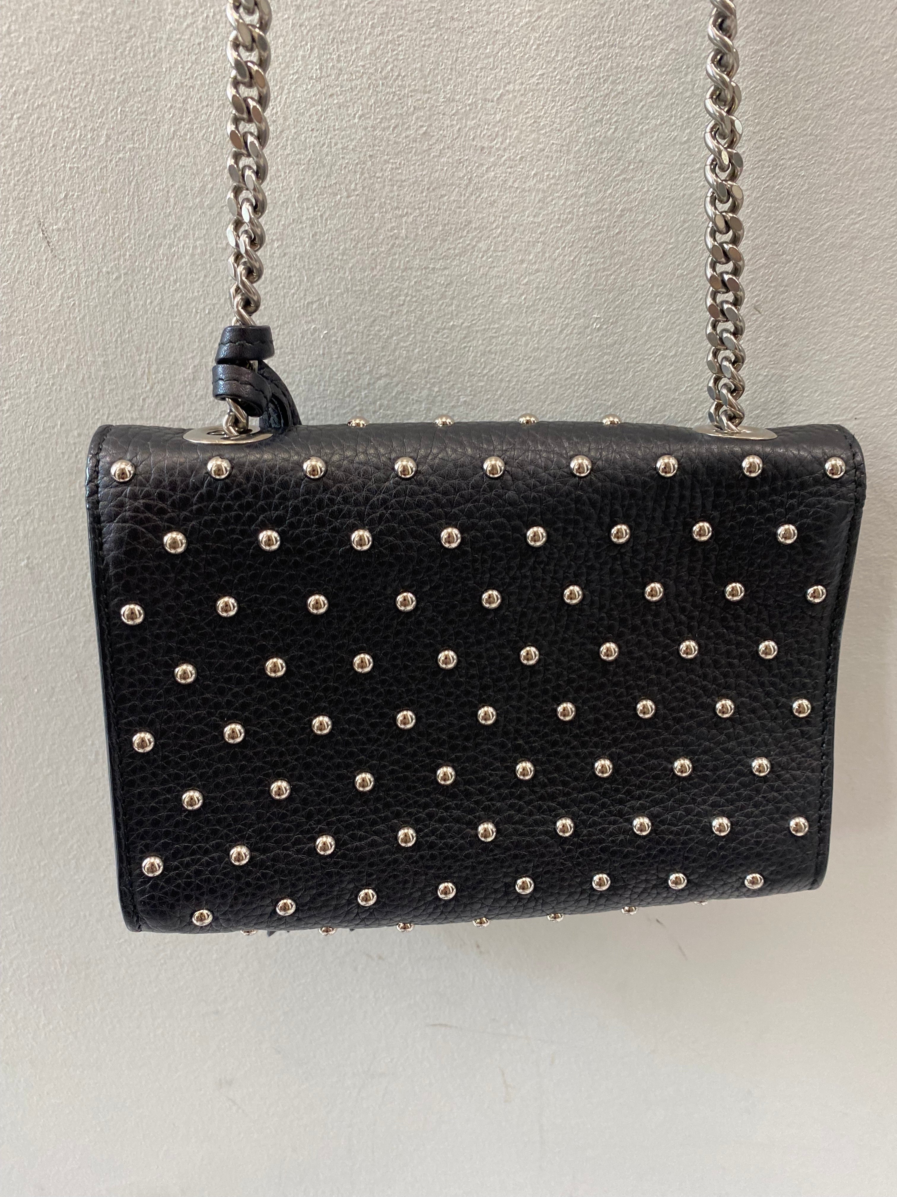GUCCI MISS BAMBOO STUDDED LEATHER SHOULDER BAG