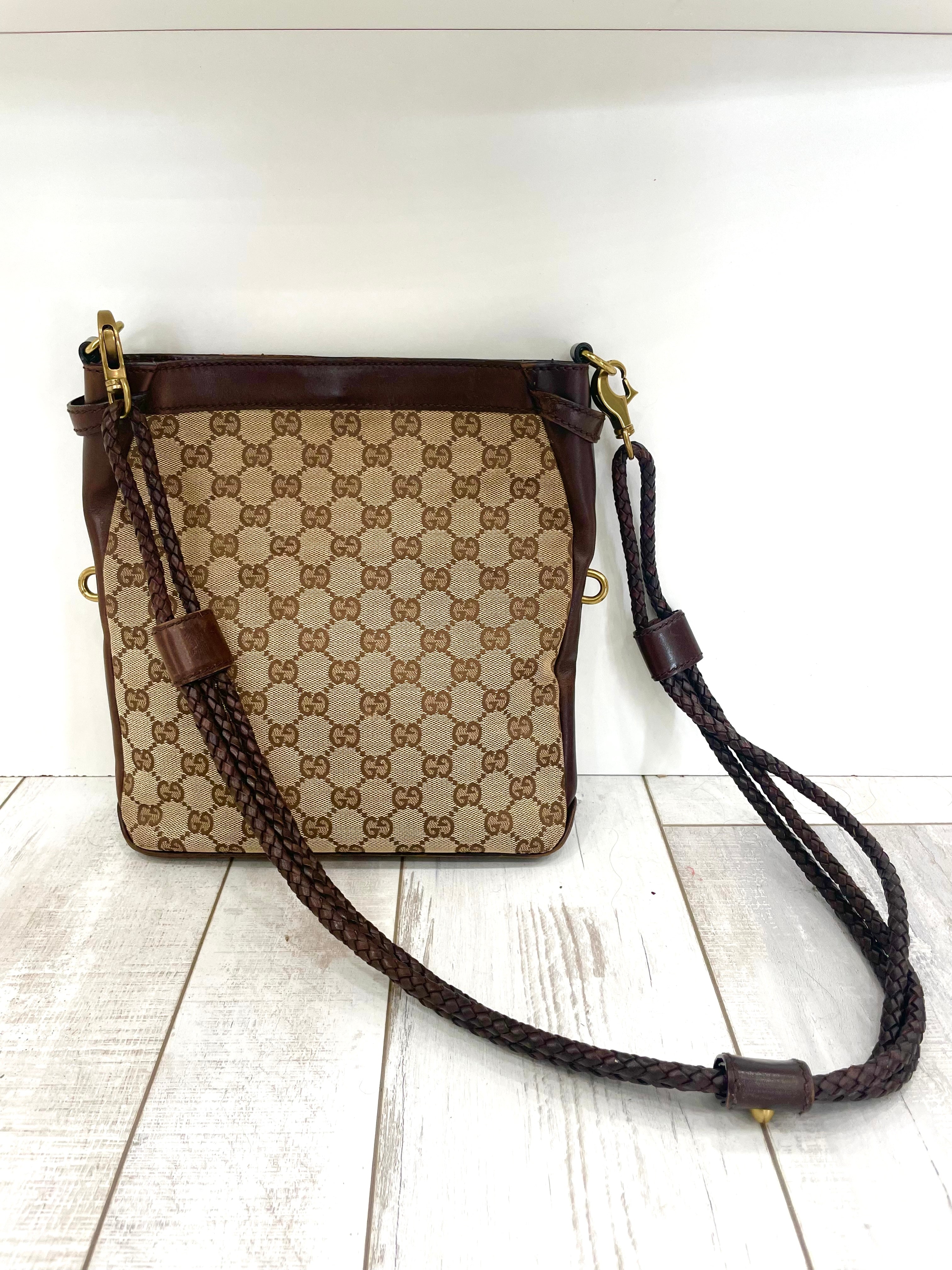 GUCCI GG MONOGRAM BRAIDED STRAP VINTAGE MESSENGER BAG