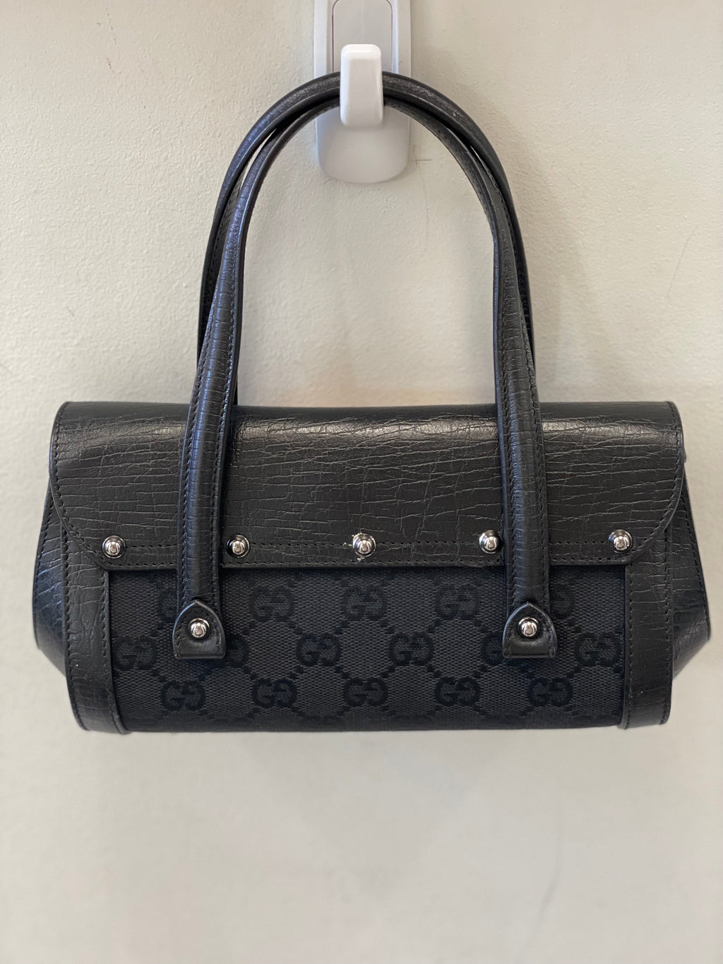 GUCCI MONOGRAM SMALL BAMBOO BULLET BAG