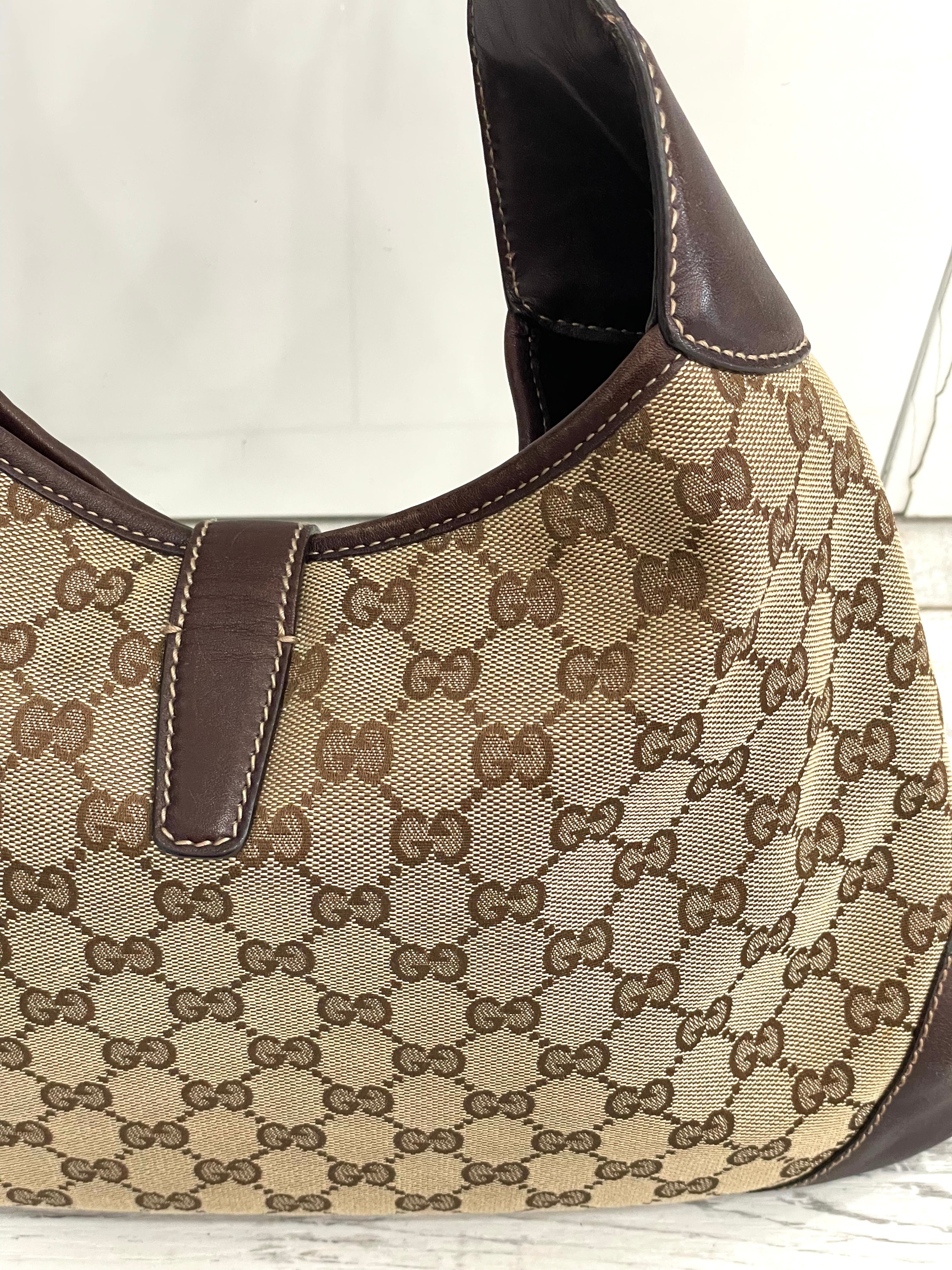 GUCCI MONOGRAM VINTAGE WEB JACKIE O BOUVIER HOBO BAG