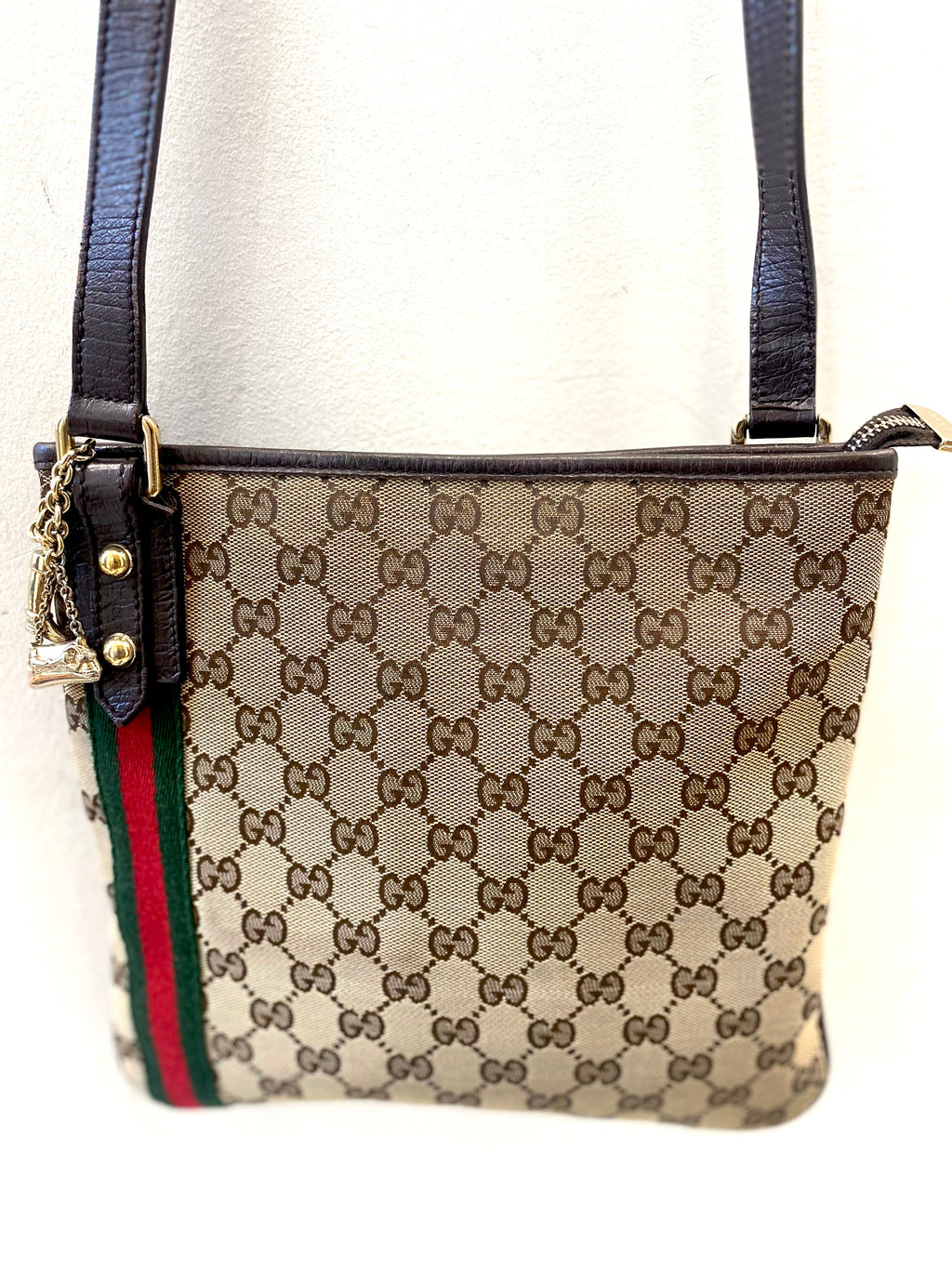 GUCCI MONOGRAM WEB JOLICOEUR CHARMS MESSENGER BAG