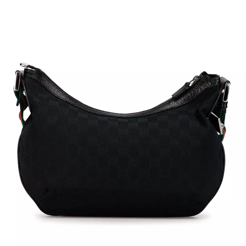 GUCCI GG MONOGRAM WEB HALF MOON HOBO BAG