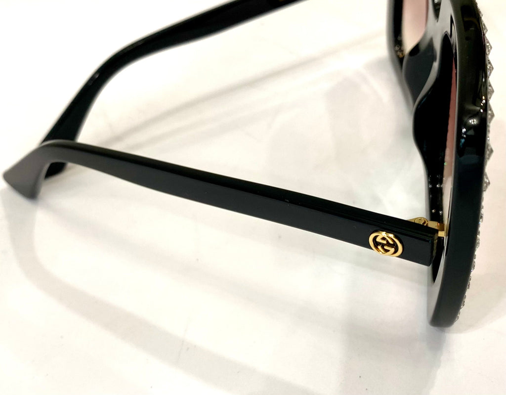GUCCI OVERSIZED GG0148S 005 CRYSTAL SUNGLASSES