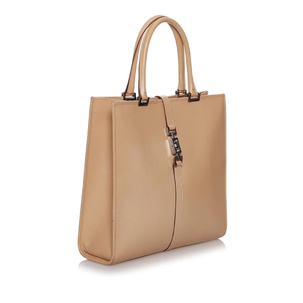 GUCCI PISTON LOCK JACKIE VINTAGE CALFSKIN TOTE BAG