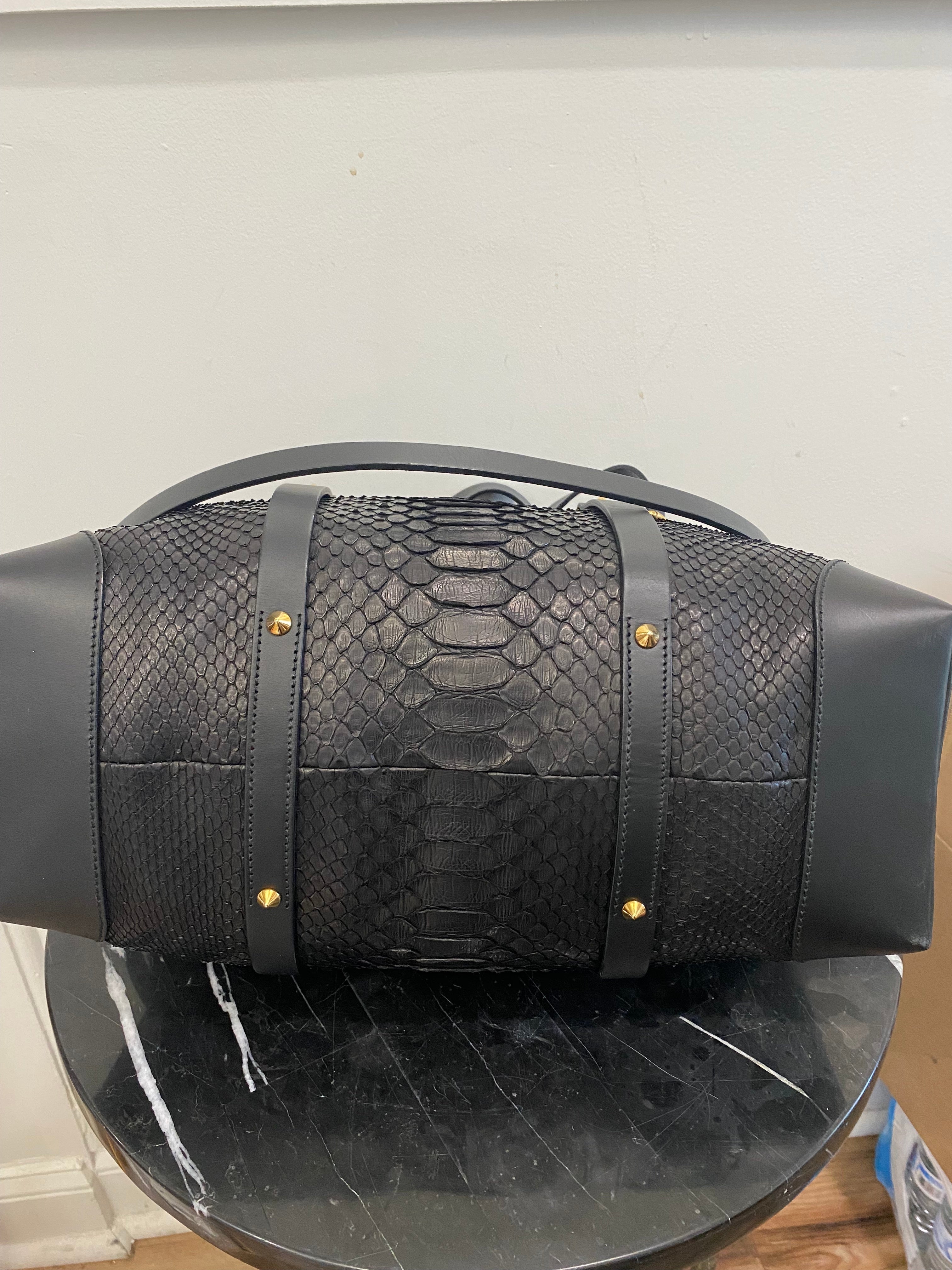 GUCCI PATTI STUDDED PYTHON TOTE BAG