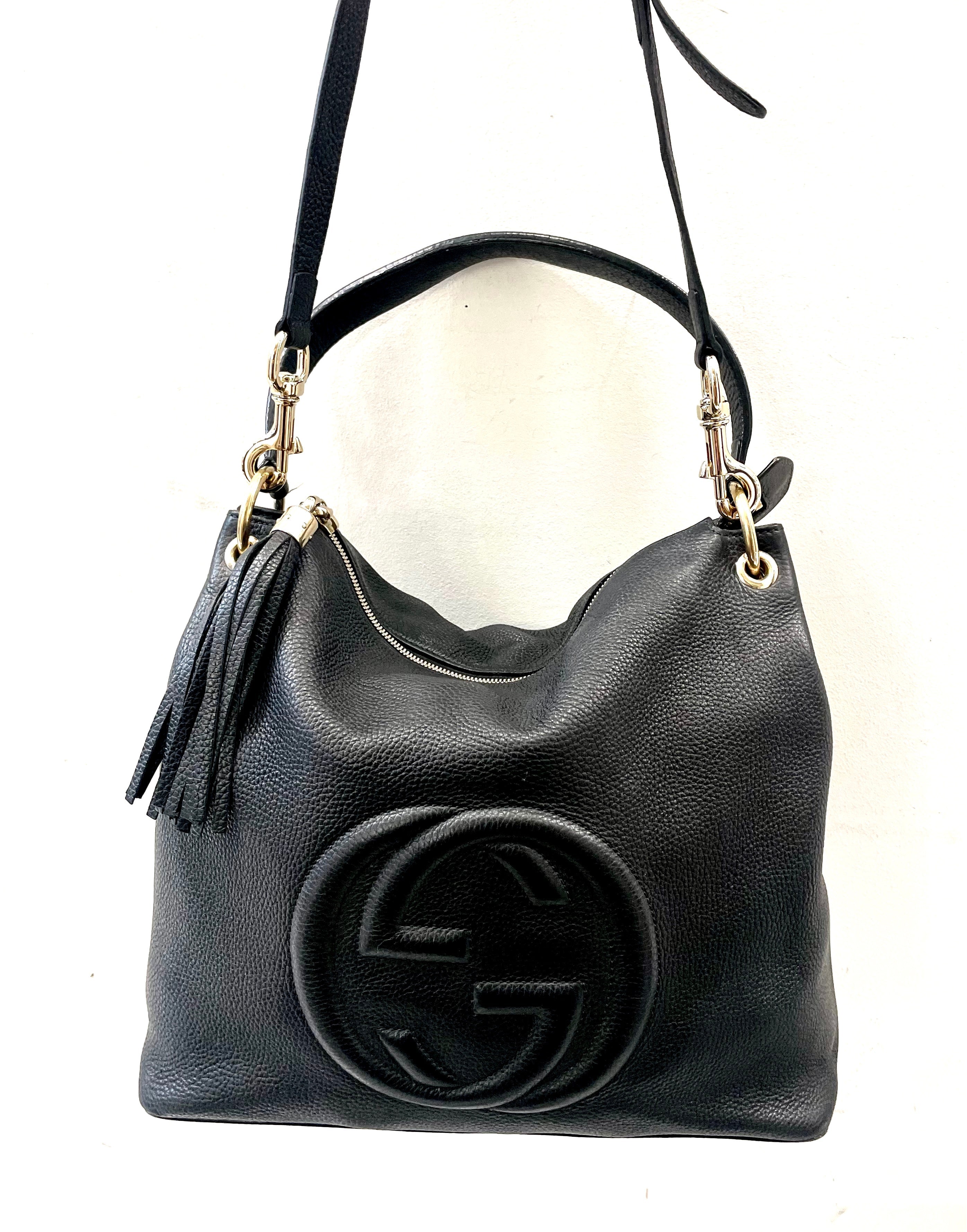 GUCCI PEBBLED CALFSKIN LEATHER MEDIUM SOHO HOBO BAG