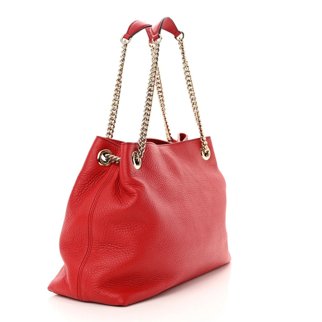 GUCCI PEBBLED CALFSKIN MEDIUM SOHO CHAIN TOTE BAG