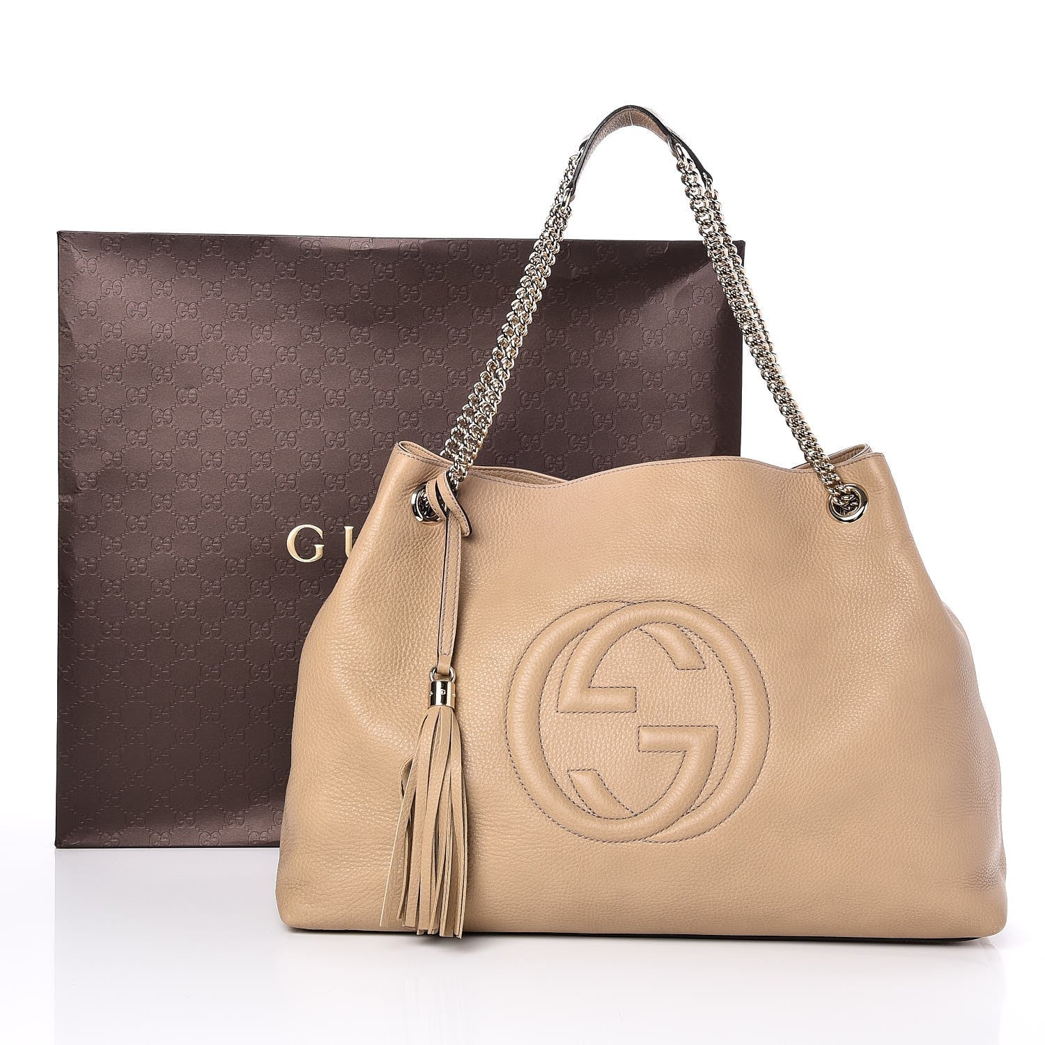 GUCCI PEBBLED CALFSKIN MEDIUM SOHO CHAIN SHOULDER BAG