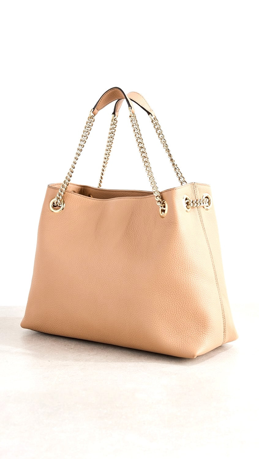 GUCCI PEBBLED CALFSKIN LEATHER MEDIUM SOHO CHAIN BAG