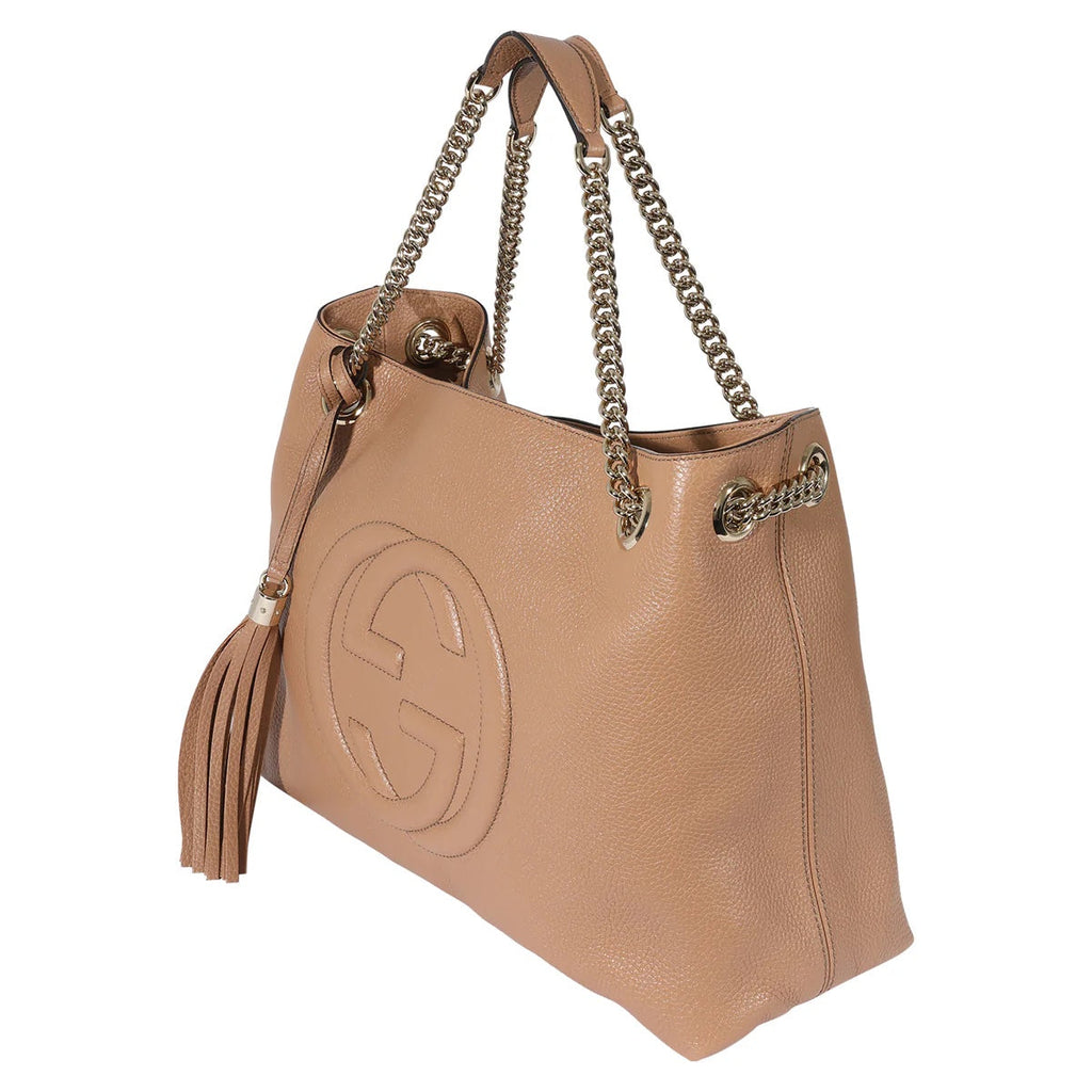 GUCCI PEBBLED CALFSKIN MEDIUM SOHO CHAIN SHOULDER BAG