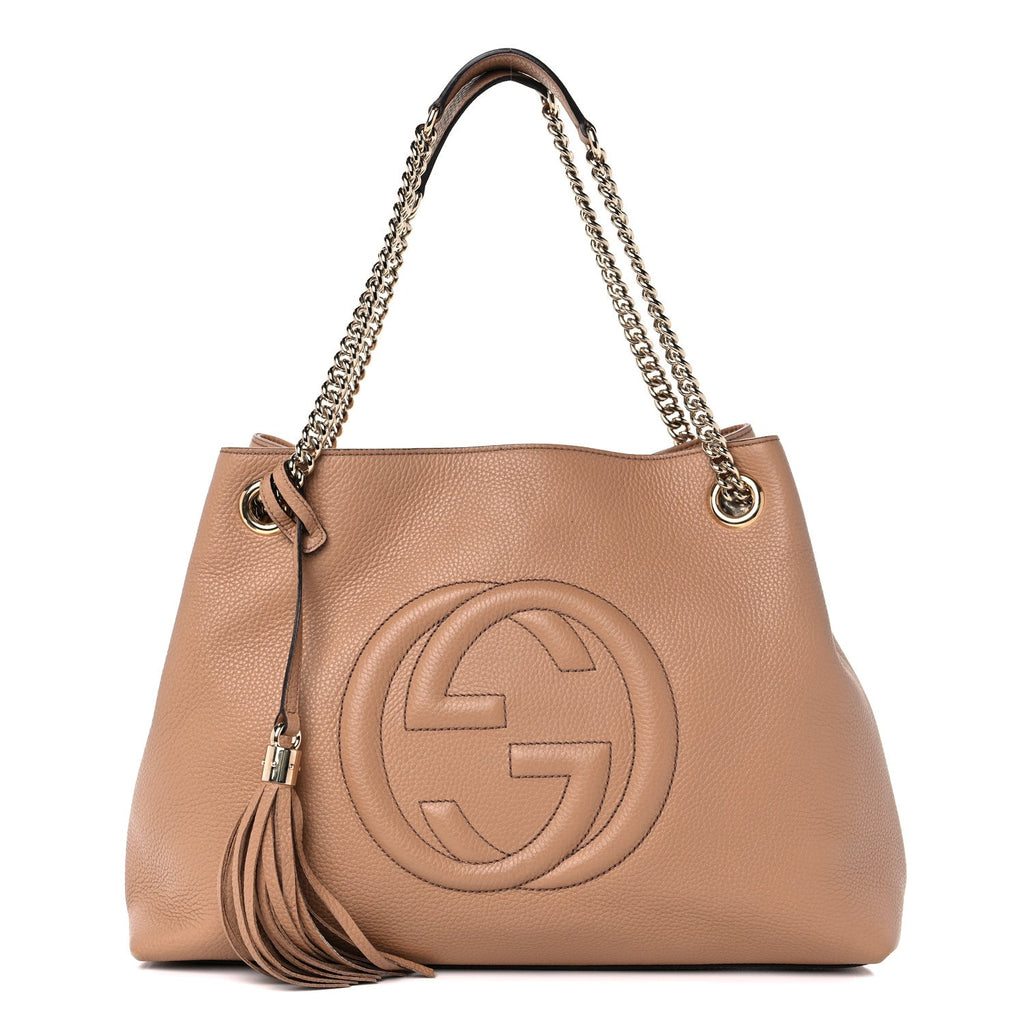 GUCCI PEBBLED CALFSKIN MEDIUM SOHO CHAIN SHOULDER BAG