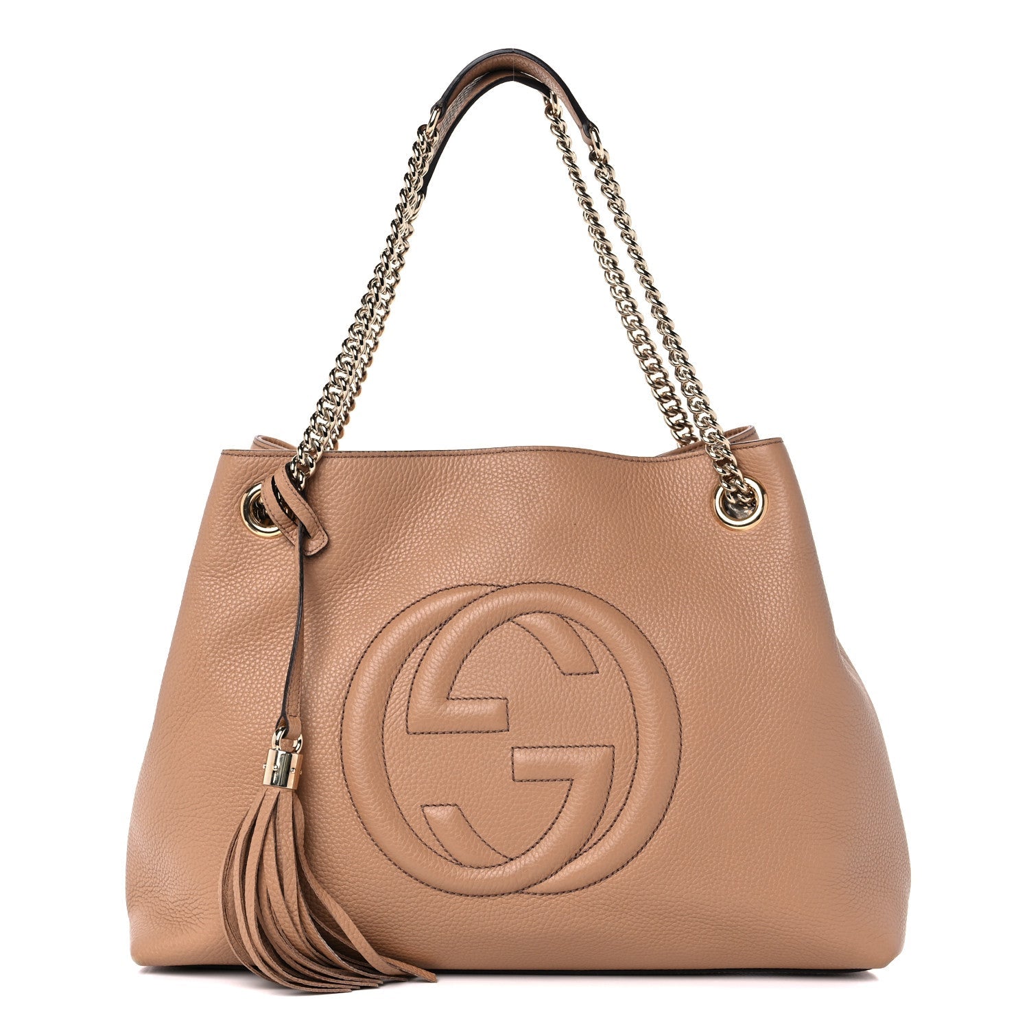 GUCCI PEBBLED CALFSKIN MEDIUM SOHO CHAIN SHOULDER BAG