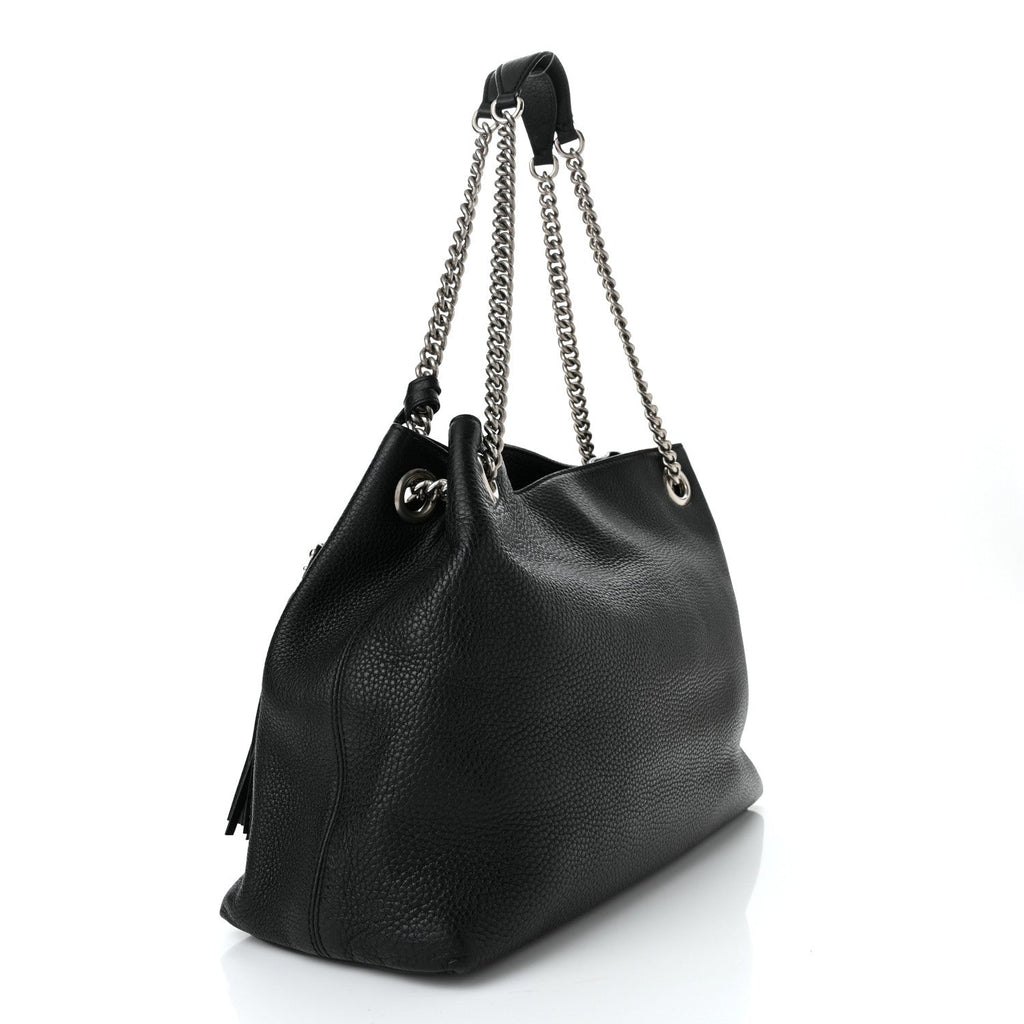GUCCI PEBBLED CALFSKIN LEATHER STUDDED MEDIUM SOHO BAG