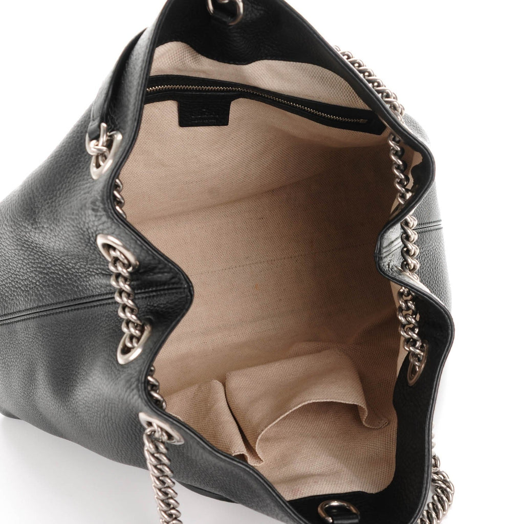 GUCCI PEBBLED CALFSKIN LEATHER STUDDED MEDIUM SOHO BAG