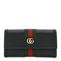 GUCCI PEBBLED CALFSKIN OPHIDIA WEB CONTINENTAL WALLET