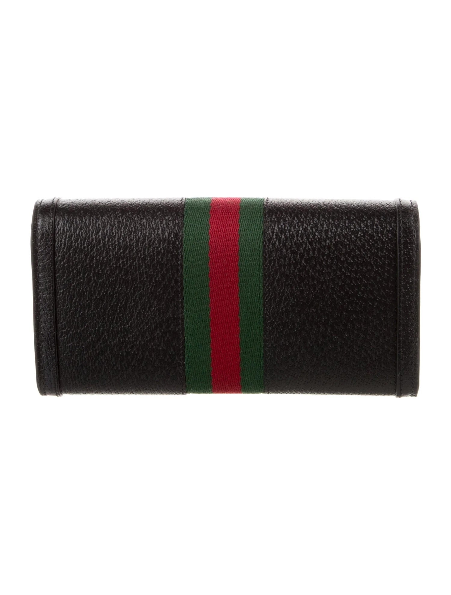 GUCCI PEBBLED CALFSKIN OPHIDIA WEB CONTINENTAL WALLET