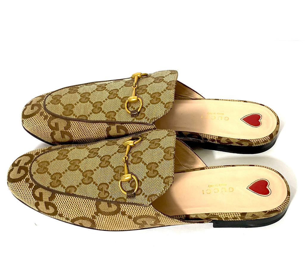 GUCCI JUMBO GG MONOGRAM PRINCETOWN LOAFER MULES